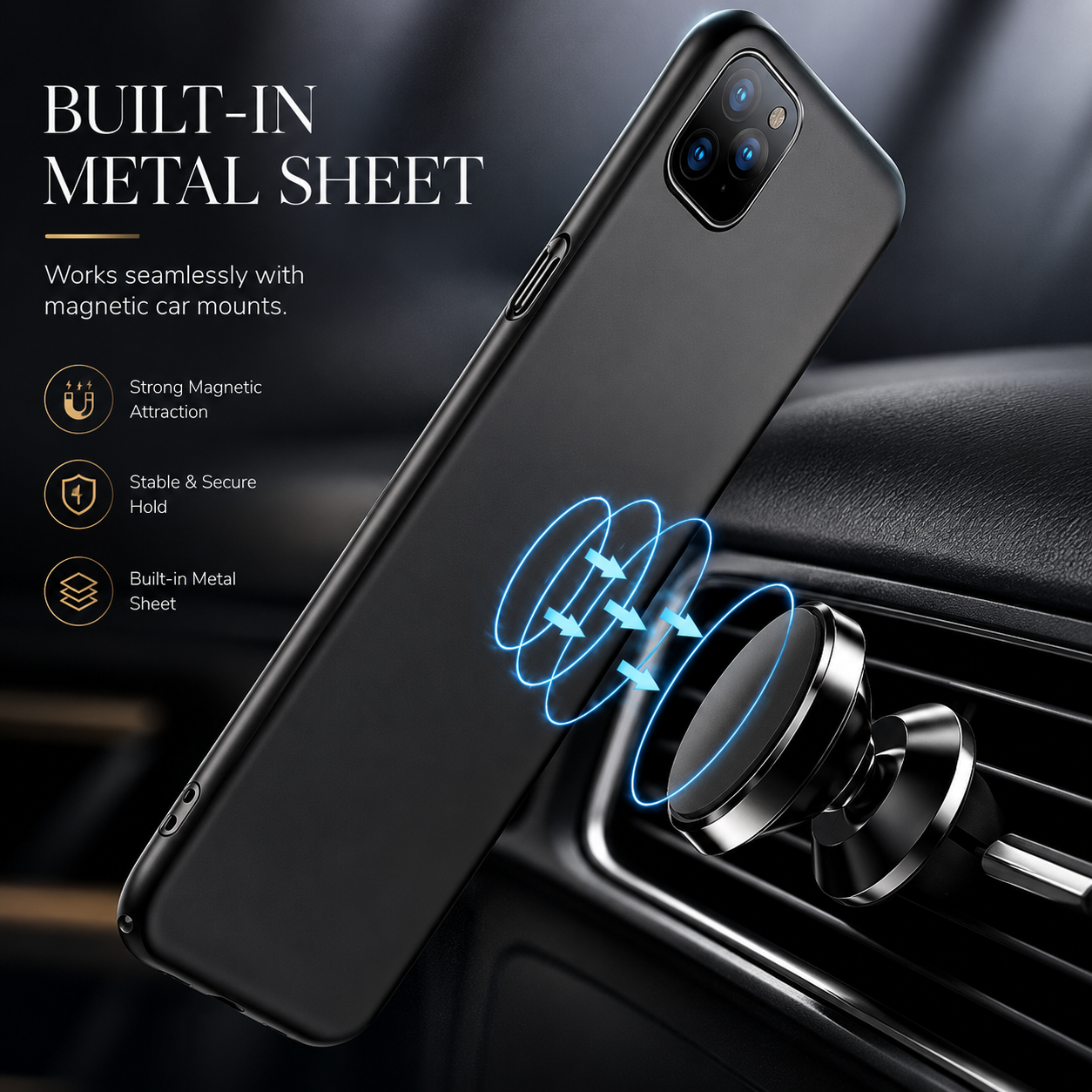 Premium iPhone Case MagSafe Compatible Magnetic Car Mount Protective Cover Camera Lens Protection Shockproof Ultra Thin Matte Slim Design