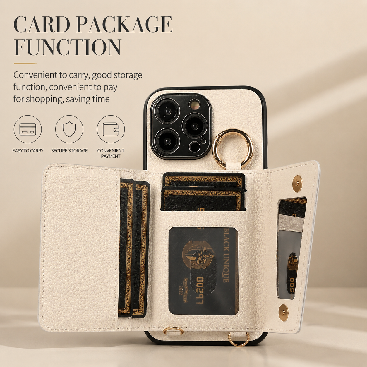 Premium iPhone Case MagSafe Compatible Magnetic Crossbody Wallet Cover PU Leather Card Slots Finger Ring Buckle Strap Shockproof Organizer Carrying
