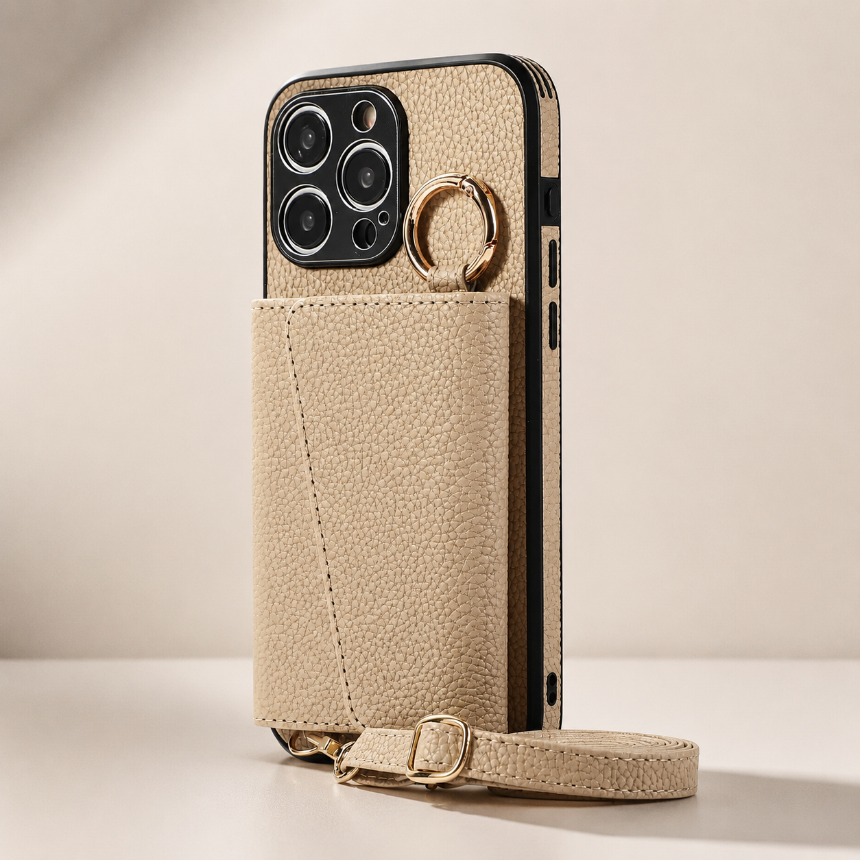 Premium iPhone Case MagSafe Compatible Magnetic Crossbody Wallet Cover PU Leather Card Slots Finger Ring Buckle Strap Shockproof Organizer Carrying