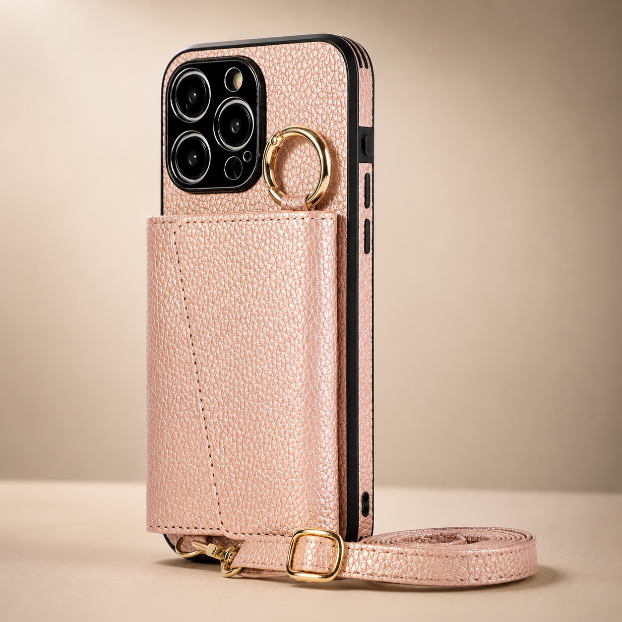 Premium iPhone Case MagSafe Compatible Magnetic Crossbody Wallet Cover PU Leather Card Slots Finger Ring Buckle Strap Shockproof Organizer Carrying