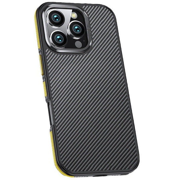 Premium iPhone Case MagSafe Compatible Magnetic Protective Cover 600D Aramid Fiber Ultra Thin Lightweight Shockproof Carbon Texture Scratch Resistant