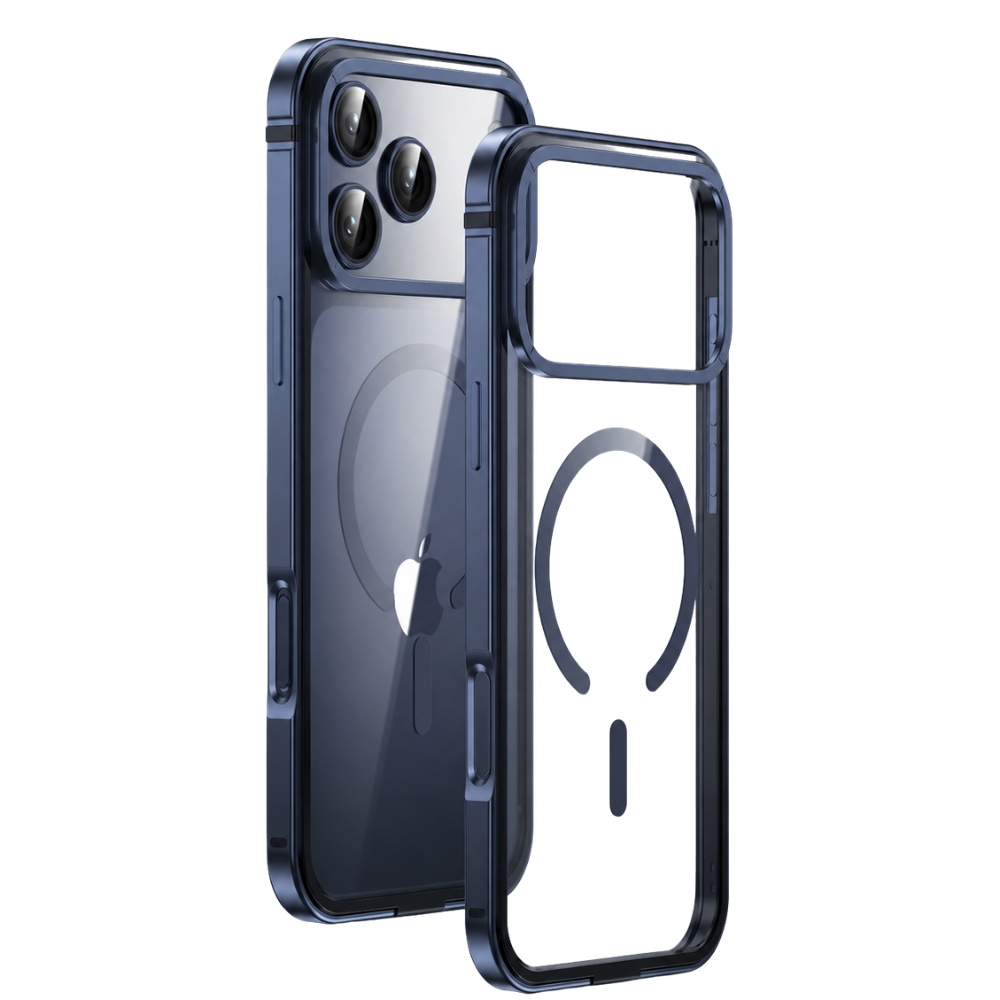 Premium iPhone Case MagSafe Compatible Magnetic Protective Cover Aluminum Alloy Frame Transparent Back Shockproof Camera Lens Guard Lightweight