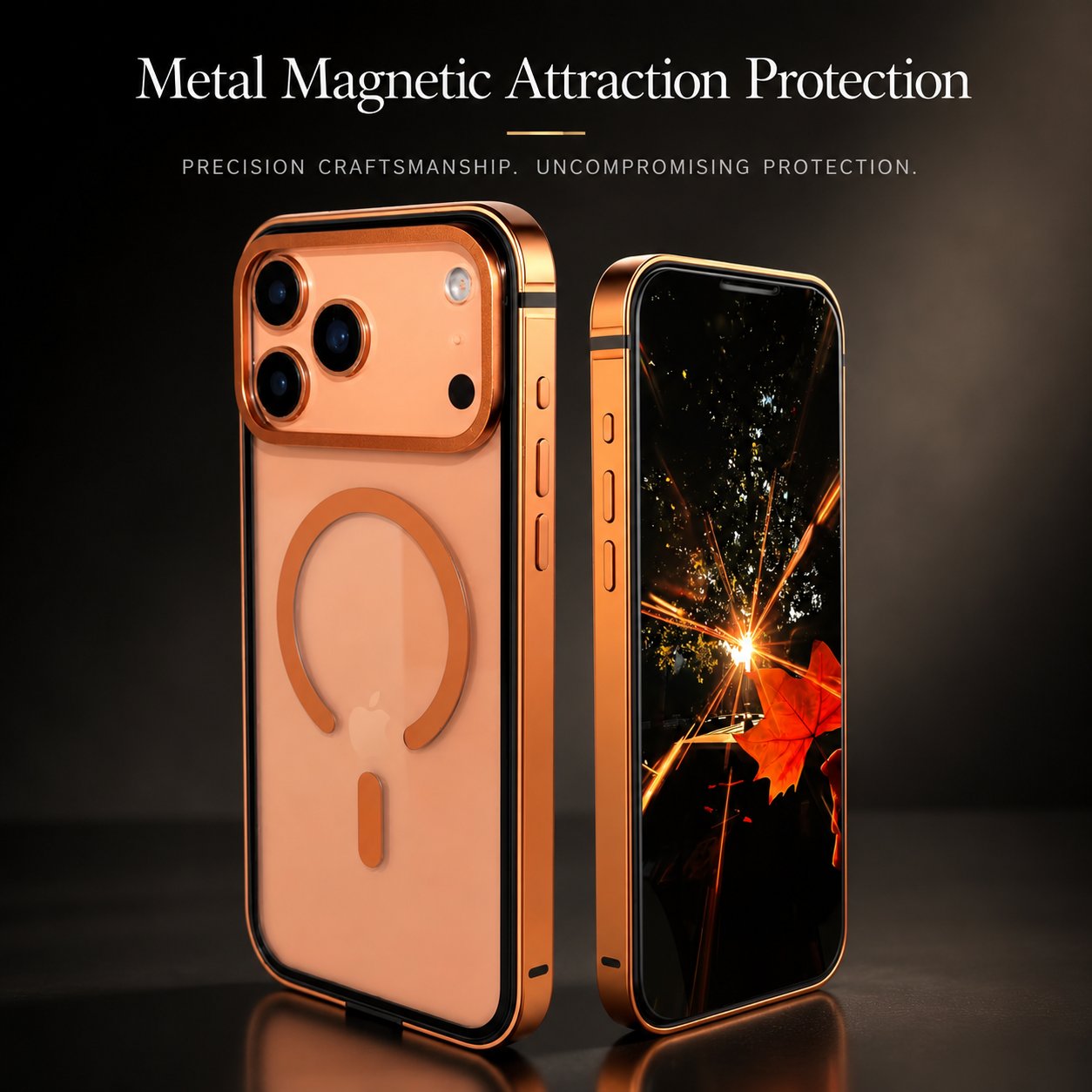 Premium iPhone Case MagSafe Compatible Magnetic Protective Cover Aluminum Frame HD Transparent Backplate Shockproof Camera Lens Guard Lightweight
