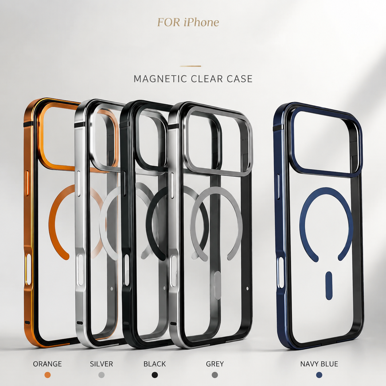 Premium iPhone Case MagSafe Compatible Magnetic Protective Cover Aluminum Frame HD Transparent Backplate Shockproof Camera Lens Guard Lightweight