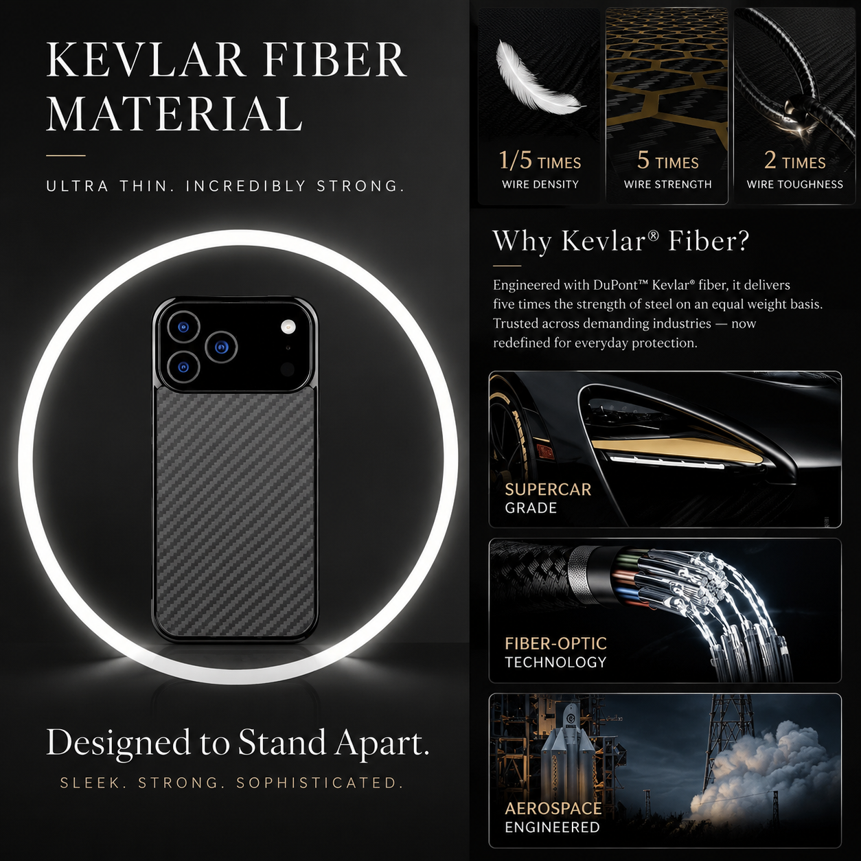 Premium iPhone Case MagSafe Compatible Magnetic Protective Cover Aramid Fiber Ultra Thin Lightweight Shockproof Anti Scratch Full Coverage Texture