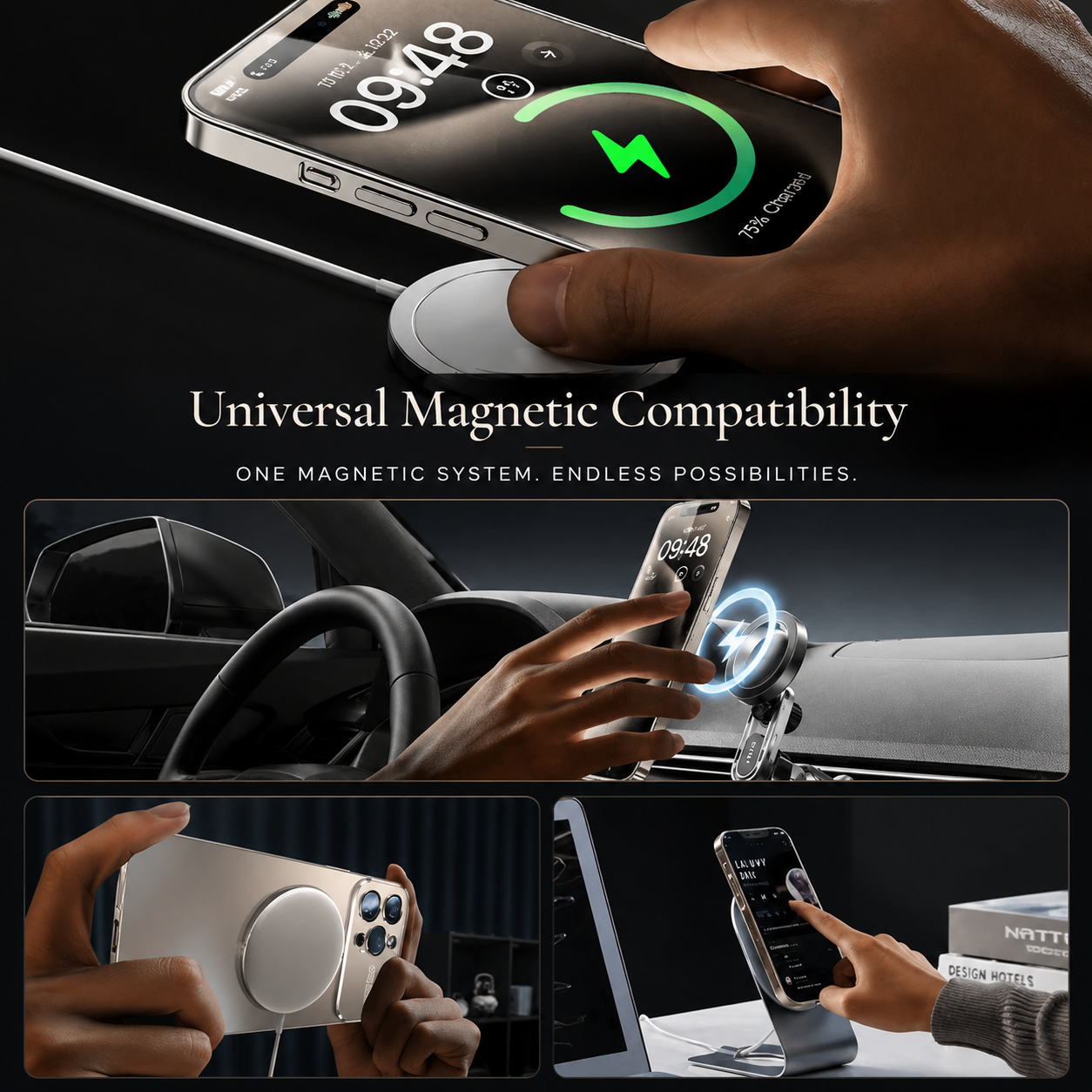 Premium iPhone Case MagSafe Compatible Magnetic Protective Cover Matte Finish Shockproof PC TPU Construction Camera Lens Guard Slim Durable Design