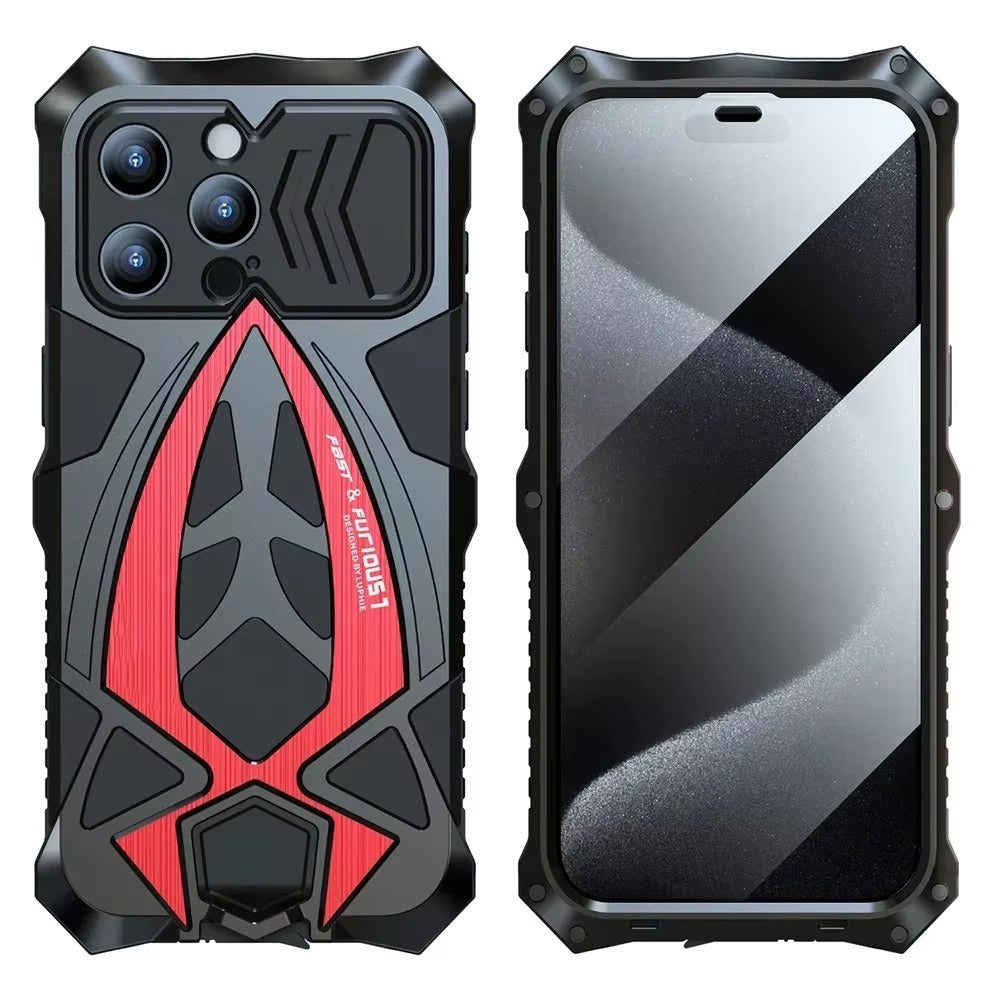 Premium iPhone Case MagSafe Compatible Magnetic Protective Cover Metal Armor Frame Shockproof TPU Interior Camera Lens Guard Wireless Charging