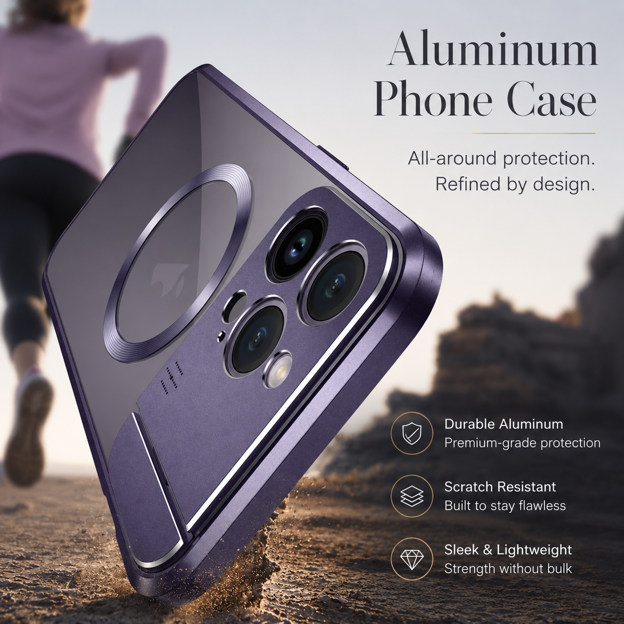 Premium iPhone Case MagSafe Compatible Magnetic Protective Cover Metal Stand Camera Lens Protection Shockproof Aromatherapy Slot Slim Design