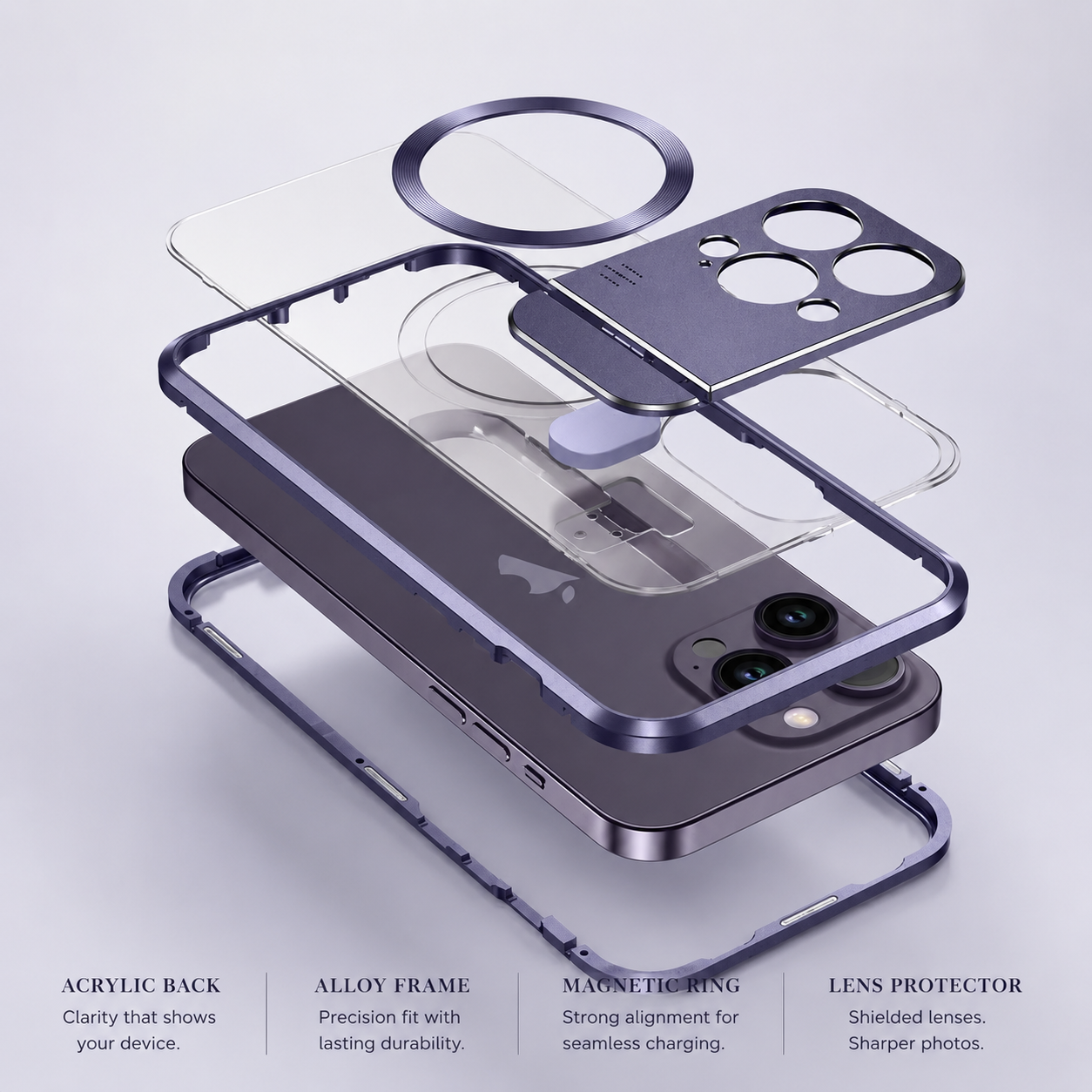 Premium iPhone Case MagSafe Compatible Magnetic Protective Cover Metal Stand Camera Lens Protection Shockproof Aromatherapy Slot Slim Design