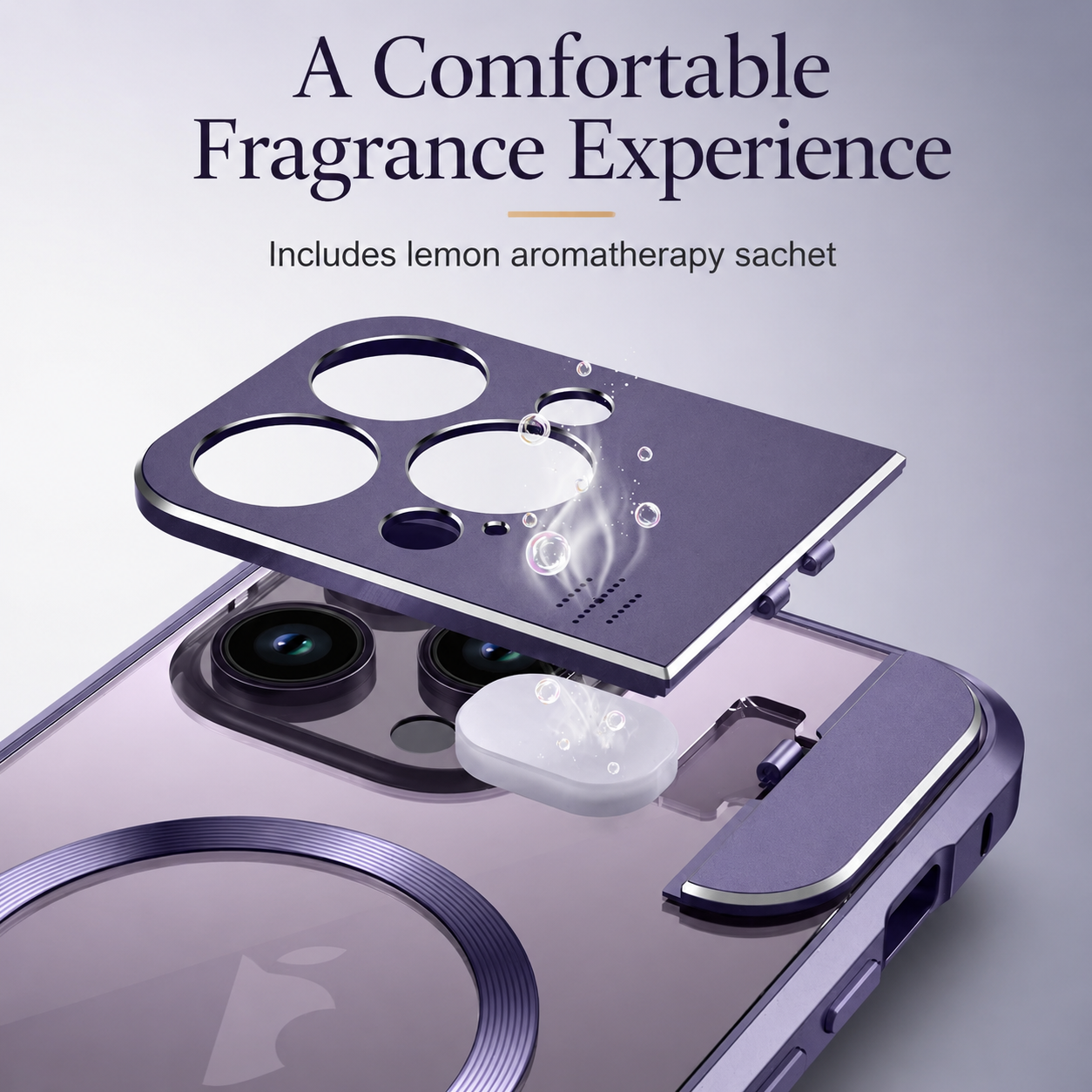 Premium iPhone Case MagSafe Compatible Magnetic Protective Cover Metal Stand Camera Lens Protection Shockproof Aromatherapy Slot Slim Design