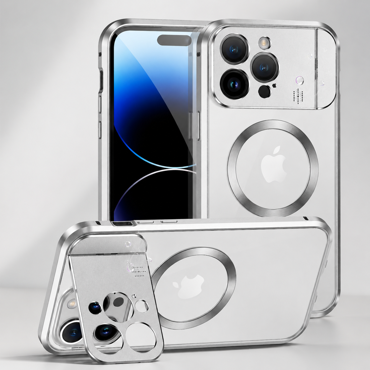 Premium iPhone Case MagSafe Compatible Magnetic Protective Cover Metal Stand Camera Lens Protection Shockproof Aromatherapy Slot Slim Design