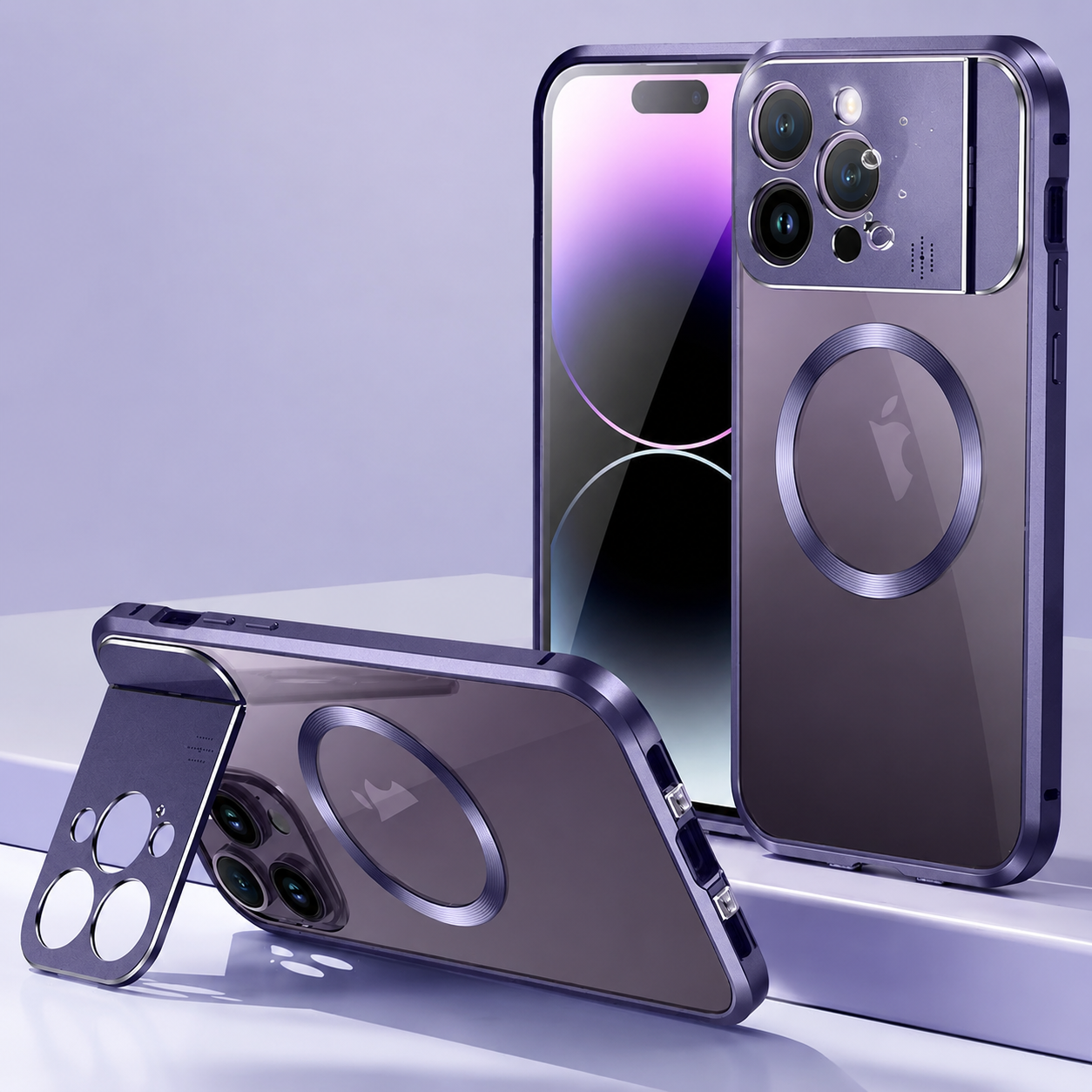 Premium iPhone Case MagSafe Compatible Magnetic Protective Cover Metal Stand Camera Lens Protection Shockproof Aromatherapy Slot Slim Design