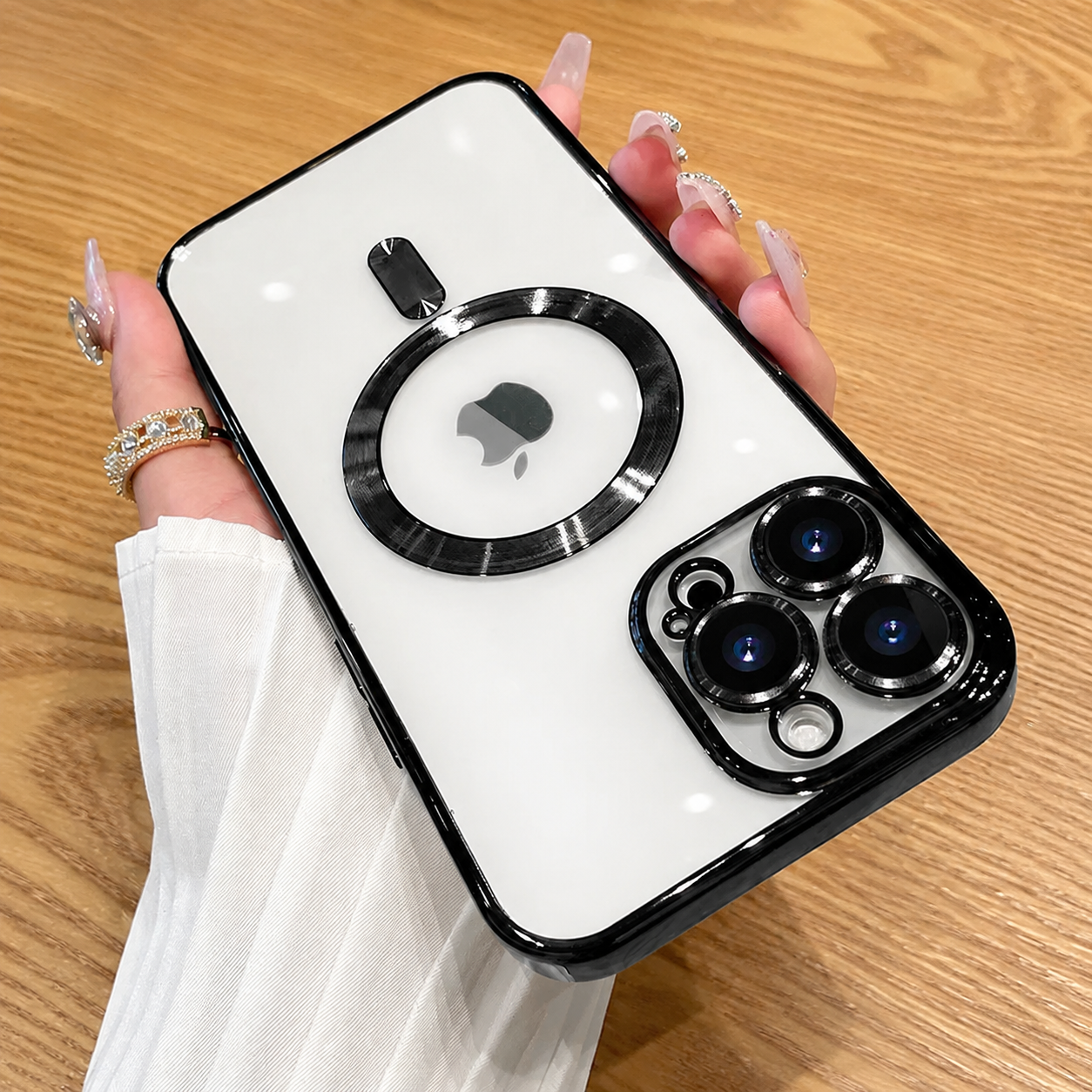 Premium iPhone Case MagSafe Compatible Magnetic Protective Cover Plating Frame TPU Shockproof Camera Lens Guard Scratch Resistant Finish Texture