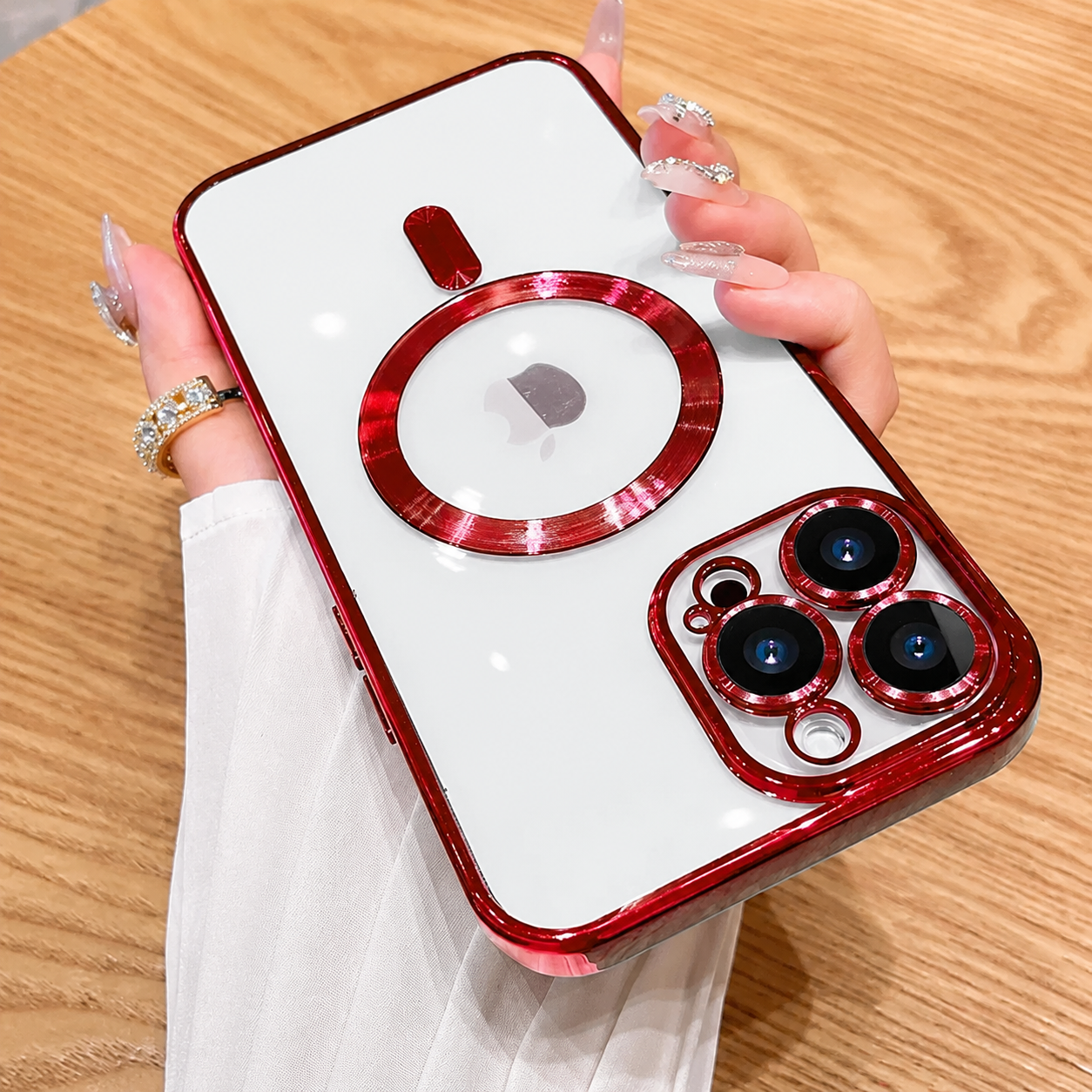 Premium iPhone Case MagSafe Compatible Magnetic Protective Cover Plating Frame TPU Shockproof Camera Lens Guard Scratch Resistant Finish Texture