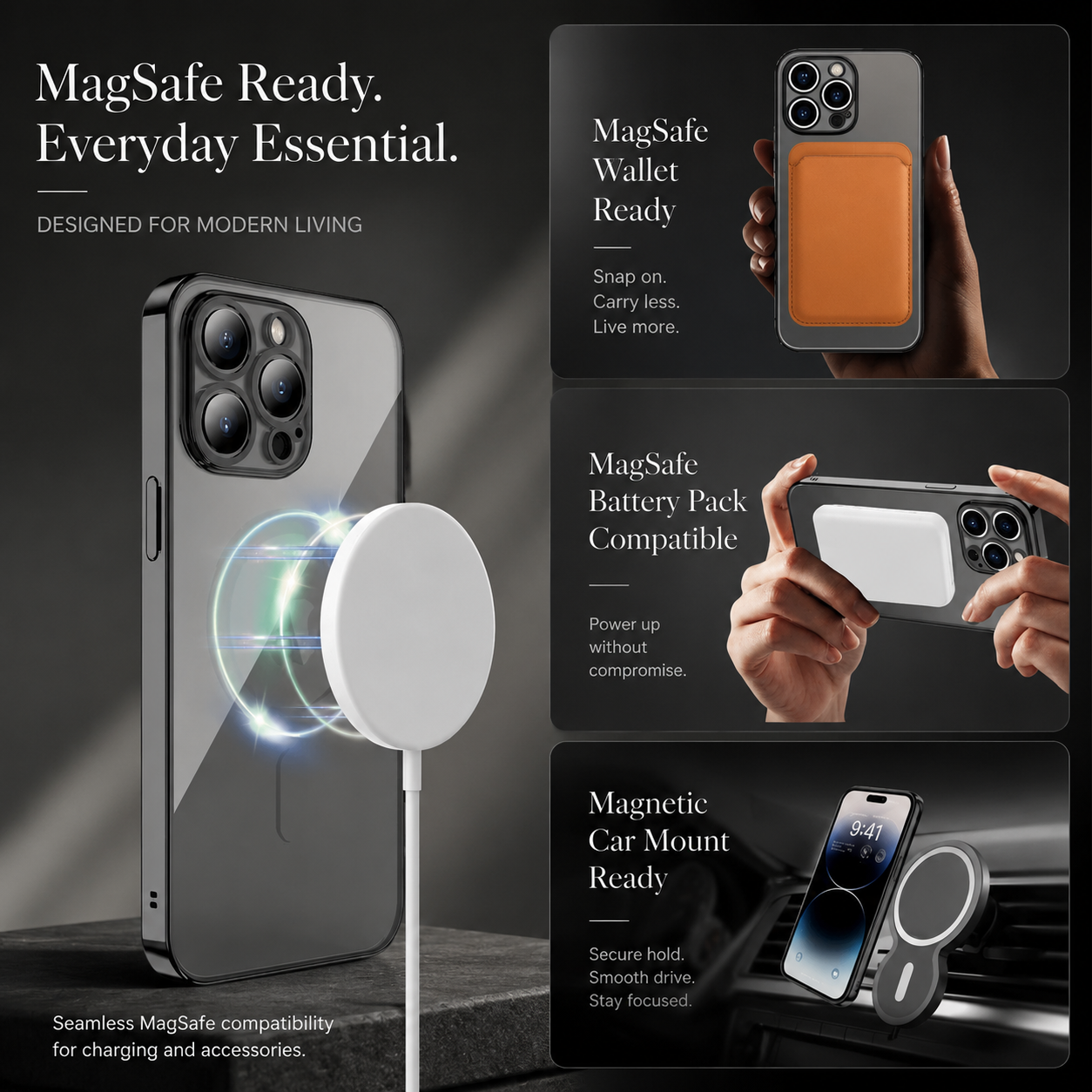 Premium iPhone Case MagSafe Compatible Magnetic Protective Cover Plating Frame TPU Shockproof Camera Lens Guard Scratch Resistant Finish Texture