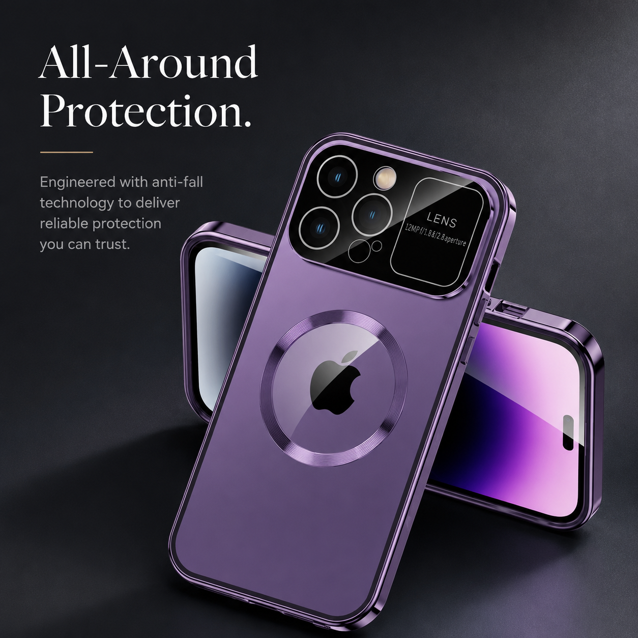 Premium iPhone Case MagSafe Compatible Magnetic Protective Cover Privacy Screen Frosted Glass Back Anti Spy Shockproof Full Coverage Texture