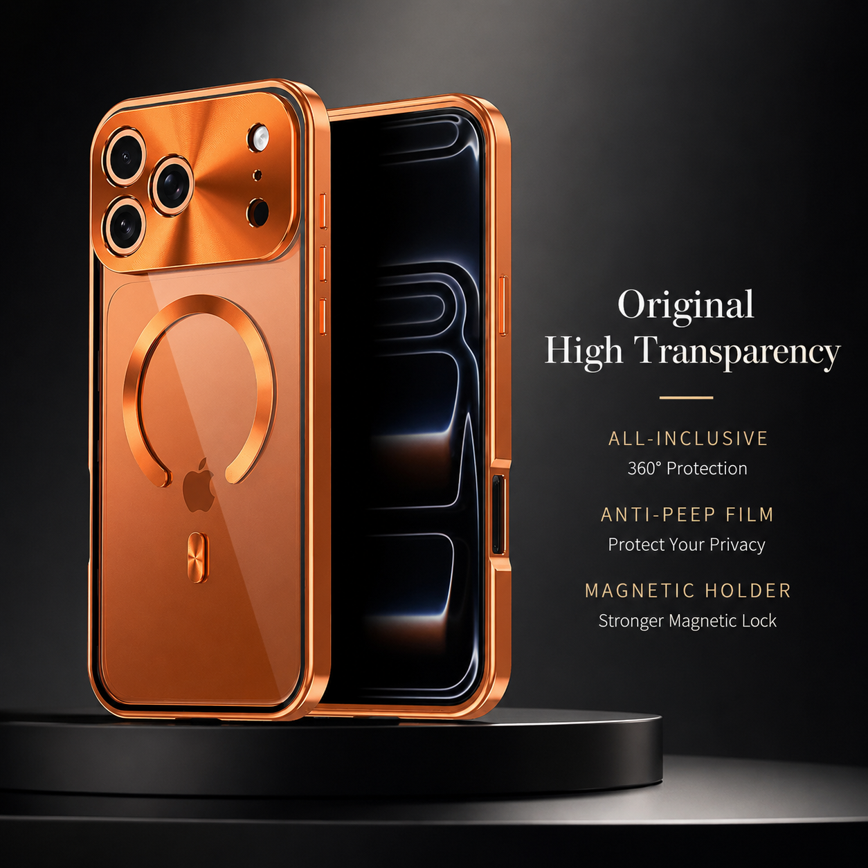 Premium iPhone Case MagSafe Compatible Magnetic Protective Cover Privacy Screen Protector Camera Lens Guard Shockproof Clear Back Slim Design