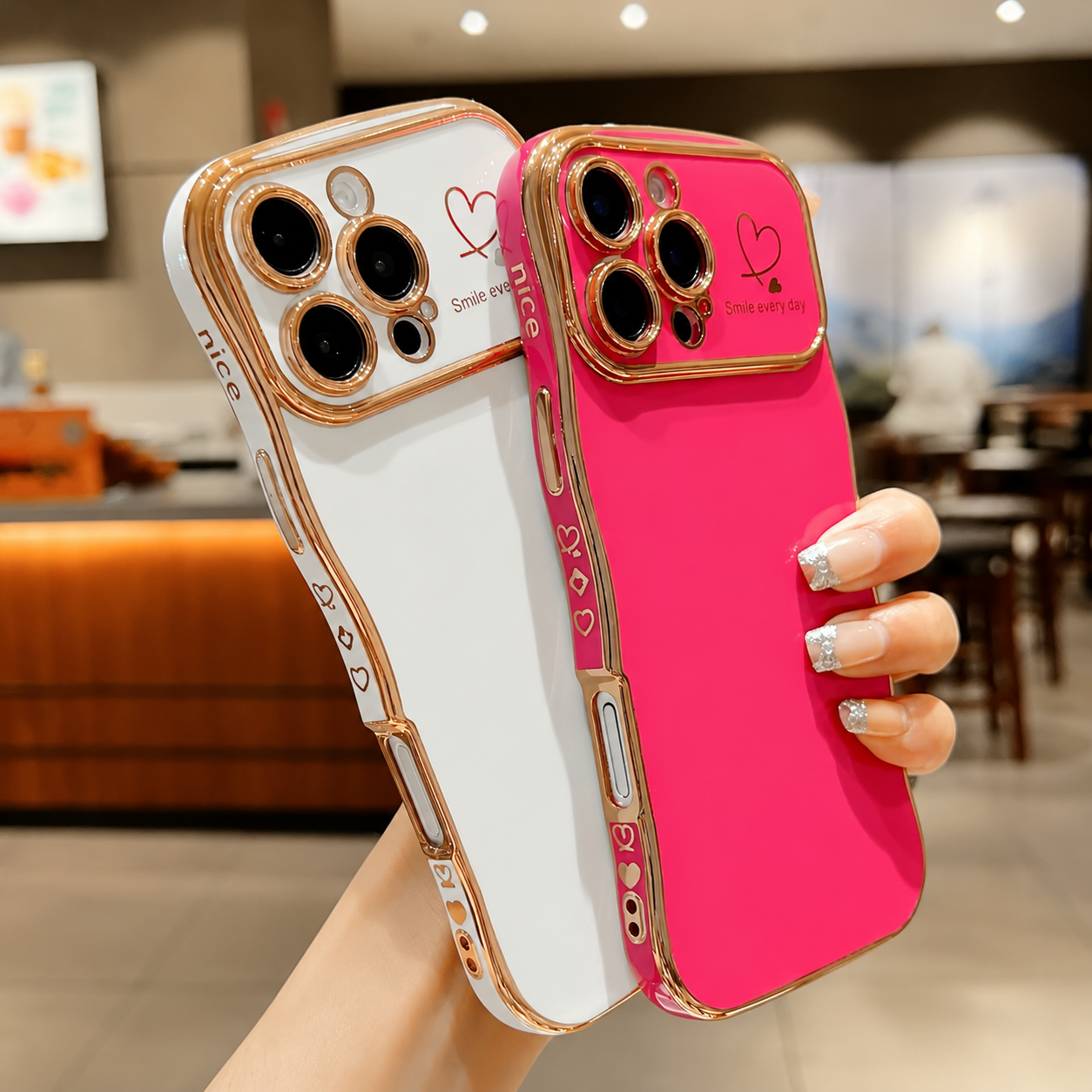 Premium iPhone Case MagSafe Compatible Magnetic Protective Cover Transparent Plating Wave Heart Design Shockproof Camera Lens Guard Anti Smudge