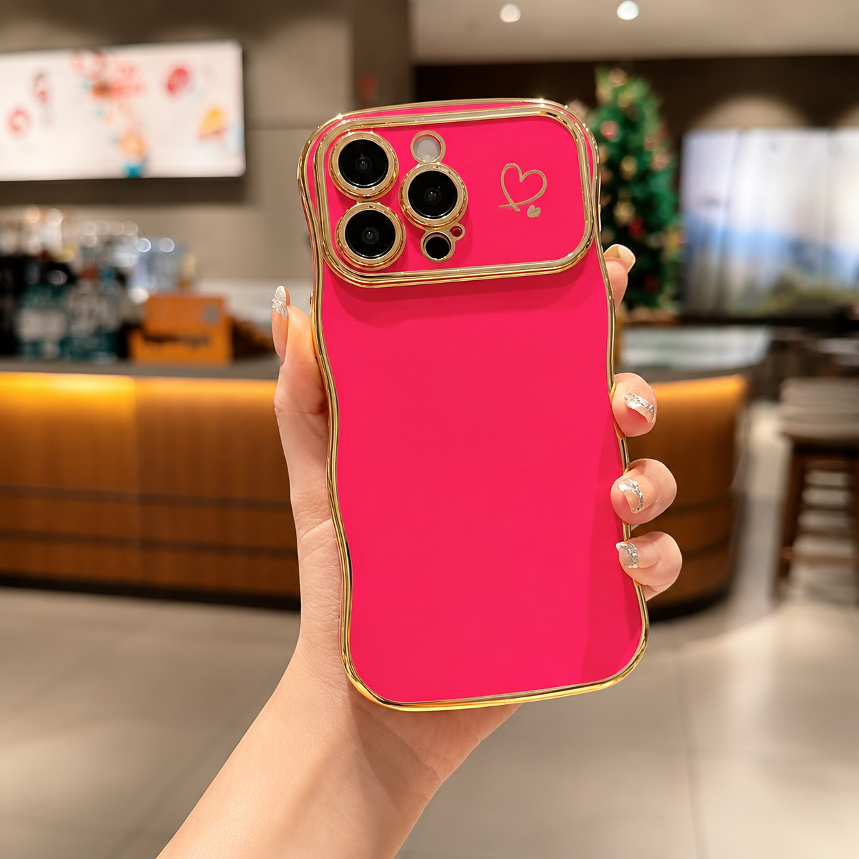 Premium iPhone Case MagSafe Compatible Magnetic Protective Cover Transparent Plating Wave Heart Design Shockproof Camera Lens Guard Anti Smudge