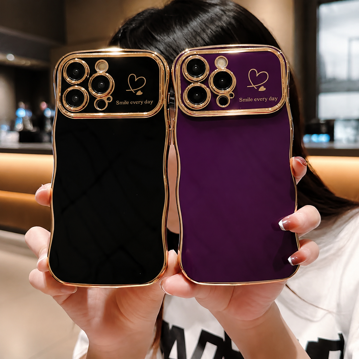 Premium iPhone Case MagSafe Compatible Magnetic Protective Cover Transparent Plating Wave Heart Design Shockproof Camera Lens Guard Anti Smudge