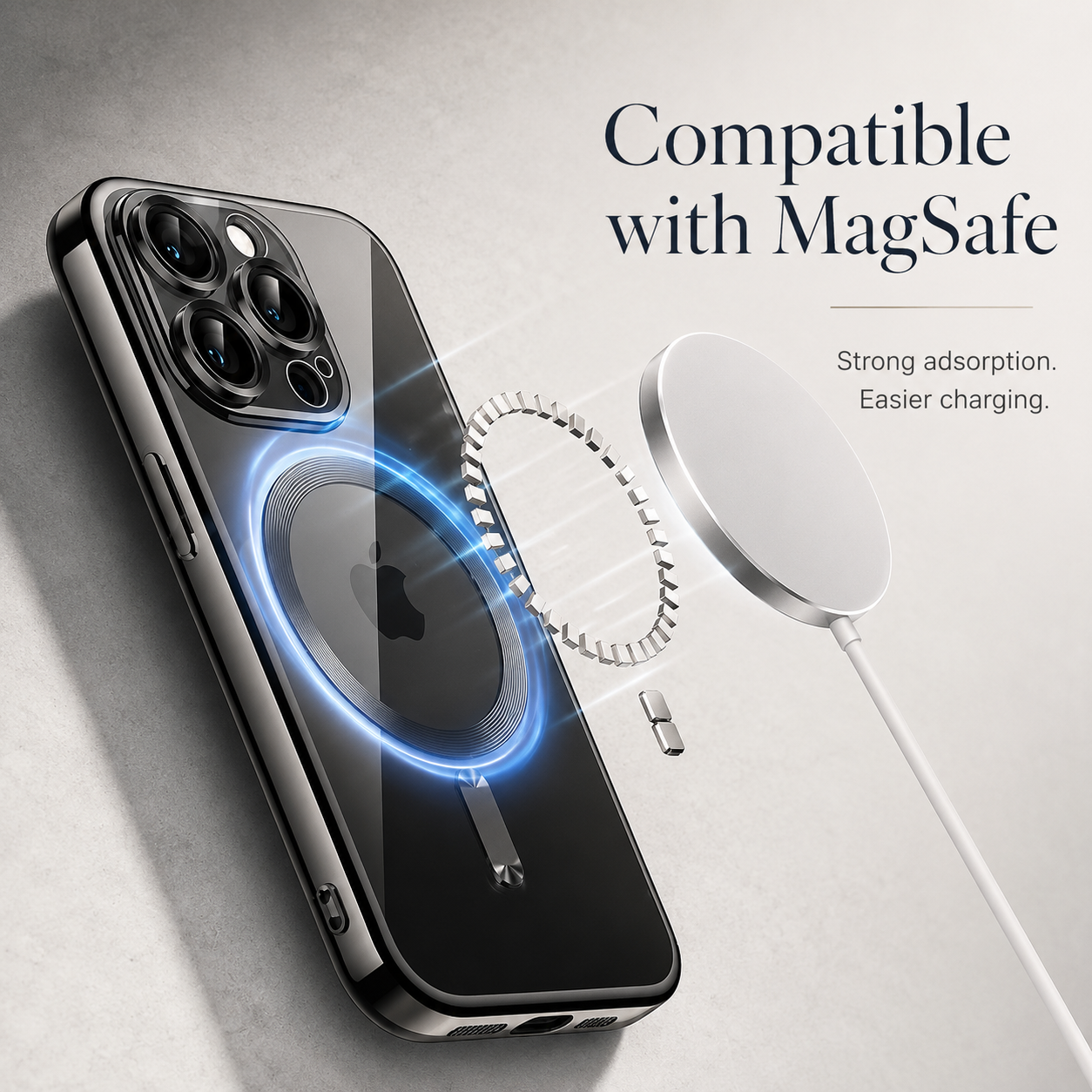 Premium iPhone Case MagSafe Compatible Magnetic Protective Cover Ultra Thin Transparent Hard PC Back Silicone Bumper Shockproof Anti Scratch Texture
