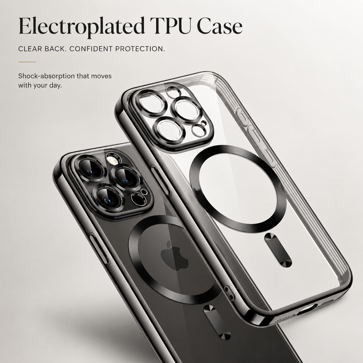 Premium iPhone Case MagSafe Compatible Magnetic Protective Cover Ultra Thin Transparent Hard PC Back Silicone Bumper Shockproof Anti Scratch Texture