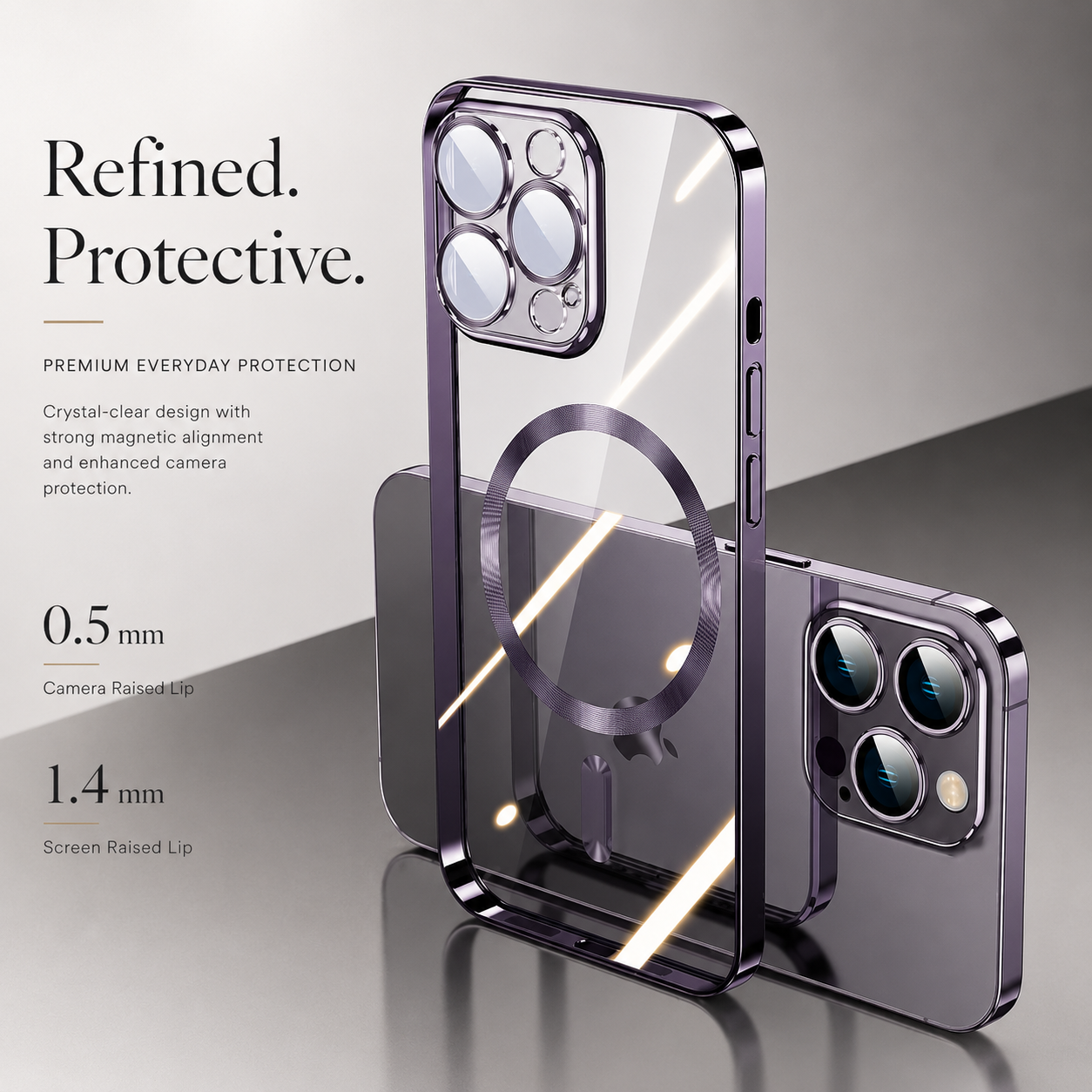 Premium iPhone Case MagSafe Compatible Magnetic Protective Cover Ultra Thin Transparent Hard PC Back Silicone Bumper Shockproof Anti Scratch Texture
