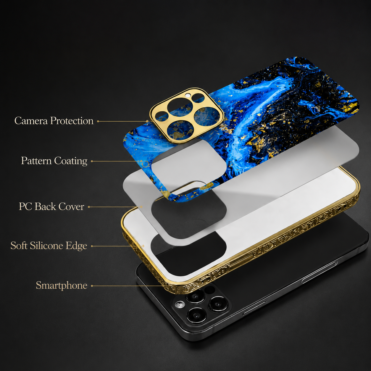 Premium iPhone Case MagSafe Compatible Marble Texture Protective Cover Gold Frame Design Shockproof Camera Lens Guard Wireless Charging Anti Scratch