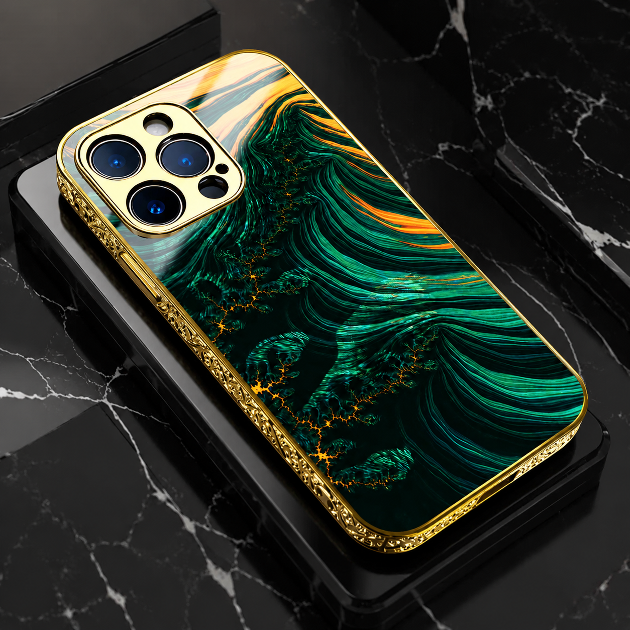Premium iPhone Case MagSafe Compatible Marble Texture Protective Cover Gold Frame Design Shockproof Camera Lens Guard Wireless Charging Anti Scratch