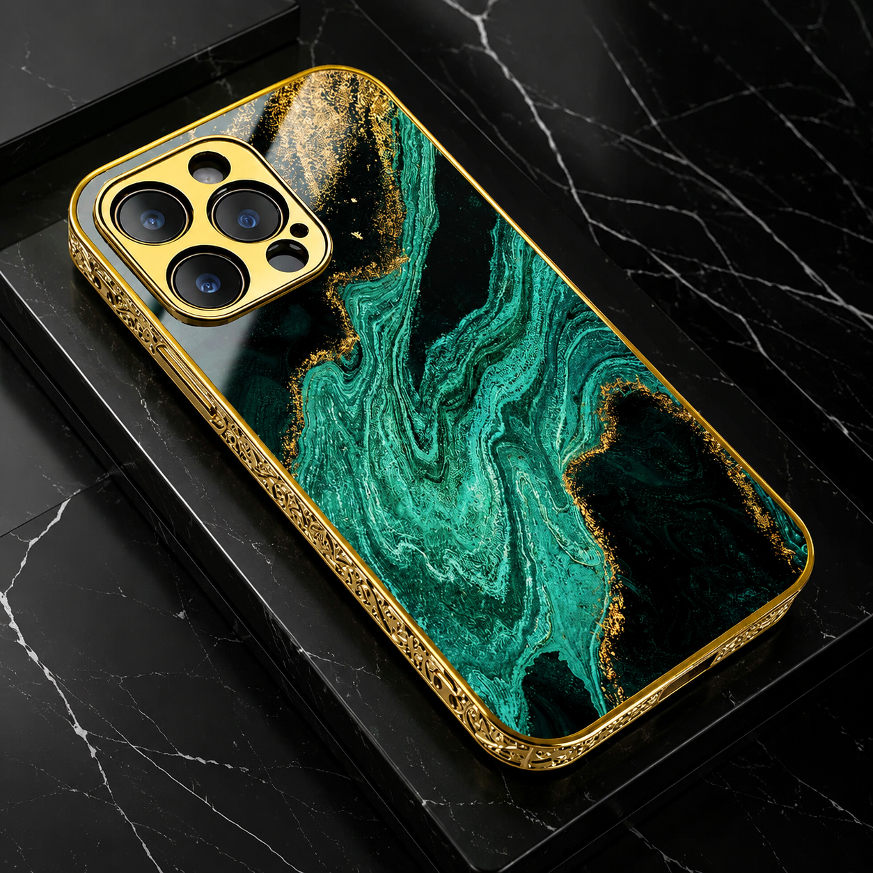 Premium iPhone Case MagSafe Compatible Marble Texture Protective Cover Gold Frame Design Shockproof Camera Lens Guard Wireless Charging Anti Scratch