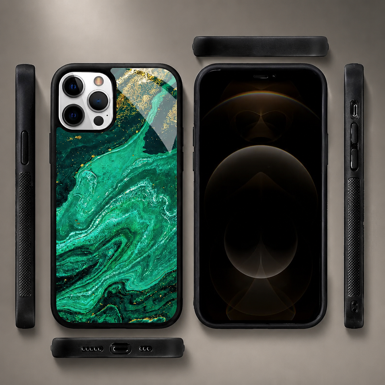 Premium iPhone Case MagSafe Compatible Marble Texture Protective Cover Gold Frame Design Shockproof Camera Lens Guard Wireless Charging Anti Scratch