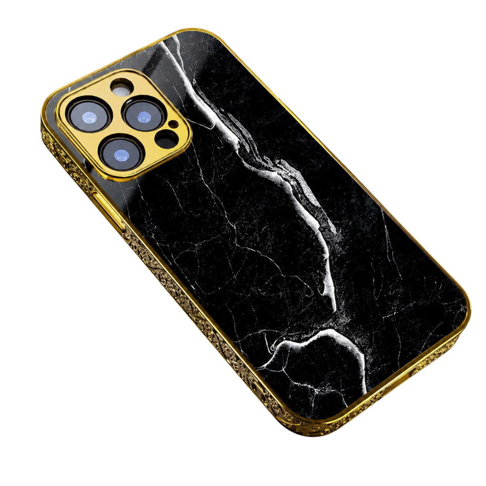 Premium iPhone Case MagSafe Compatible Marble Texture Protective Cover Gold Frame Design Shockproof Camera Lens Guard Wireless Charging Anti Scratch
