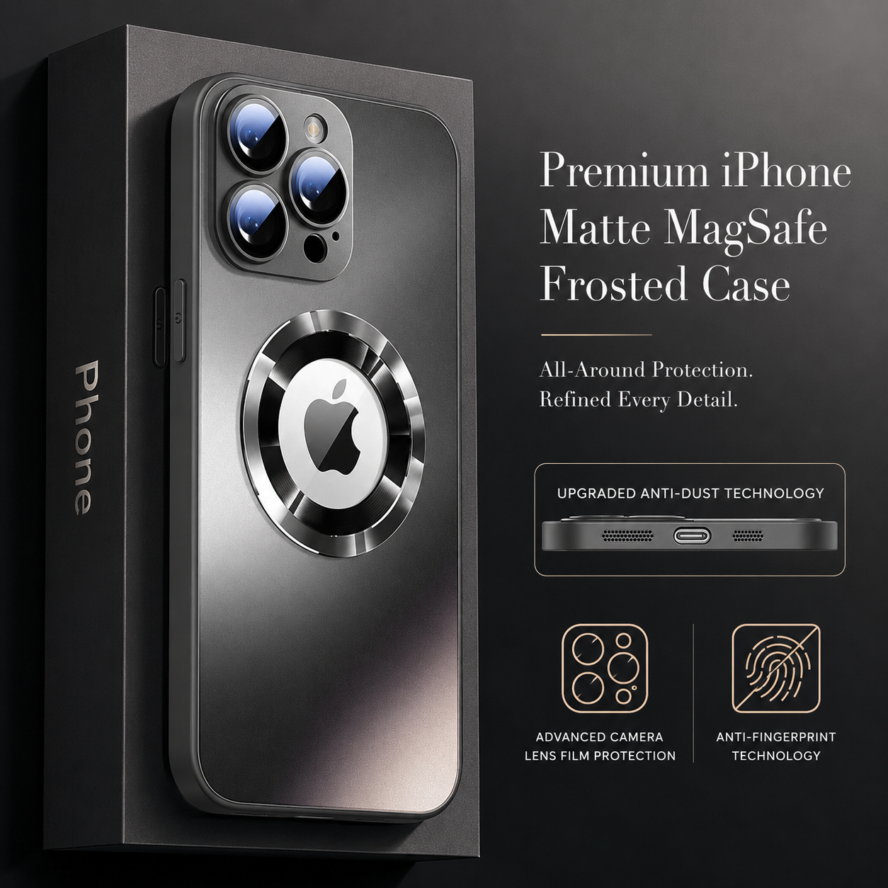 Premium iPhone Case MagSafe Compatible Matte Protective Cover Camera Lens Protection Shockproof Magnetic Slim Lightweight Anti Fingerprint Design