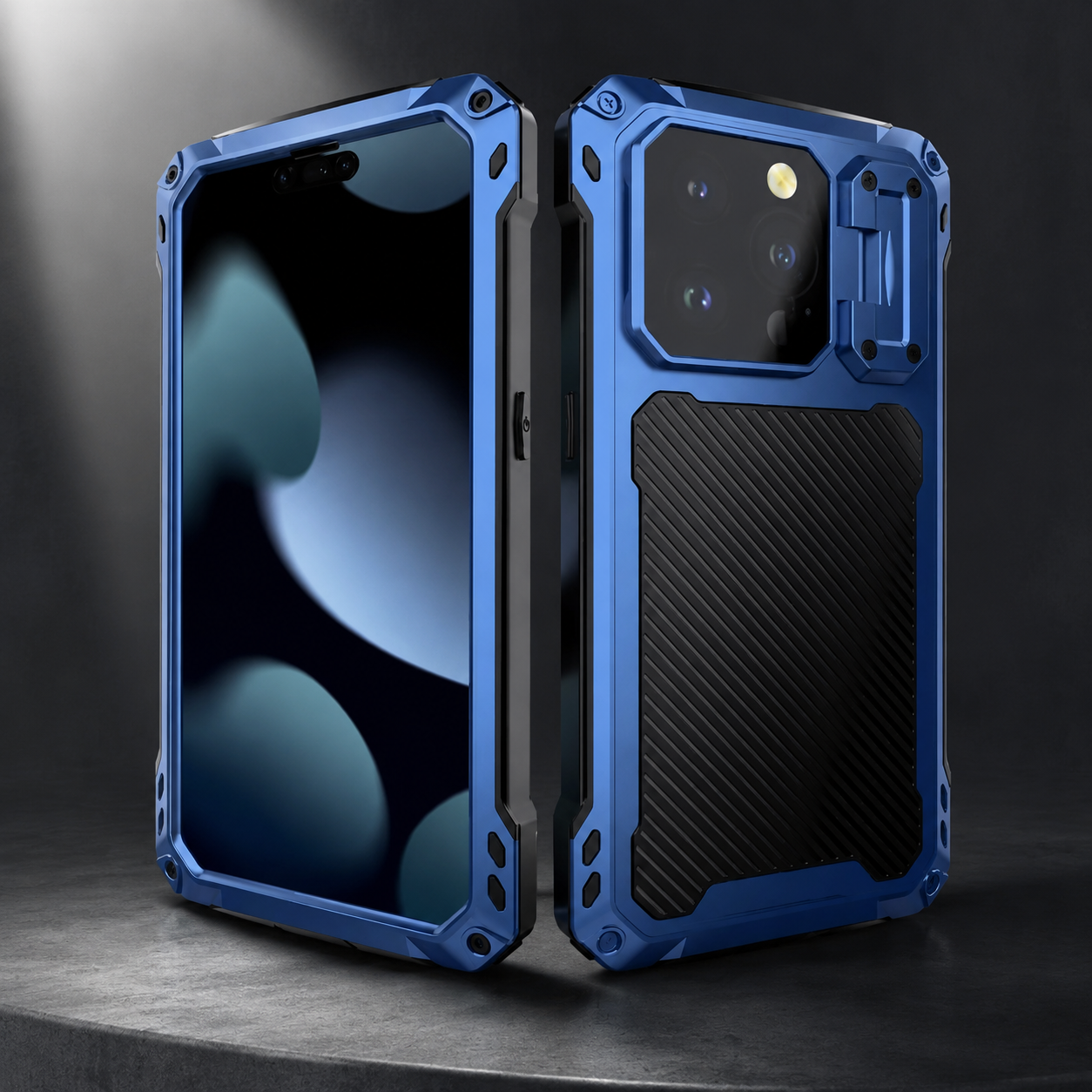 Premium iPhone Case MagSafe Compatible Metal Armor Design with Camera Lens Protection, Dual Layer Shockproof Construction, Heavy Duty Durability