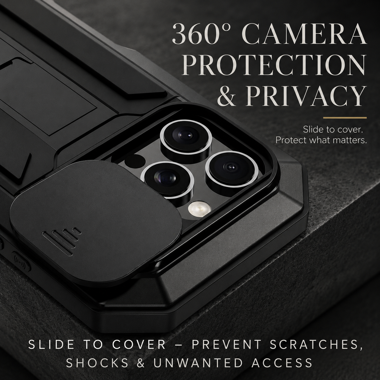 Premium iPhone Case MagSafe Compatible Metal Armor Protective Cover Full Body Hybrid Design Slide Camera Cover Tempered Glass Screen Shockproof Waterproof Rugged Design