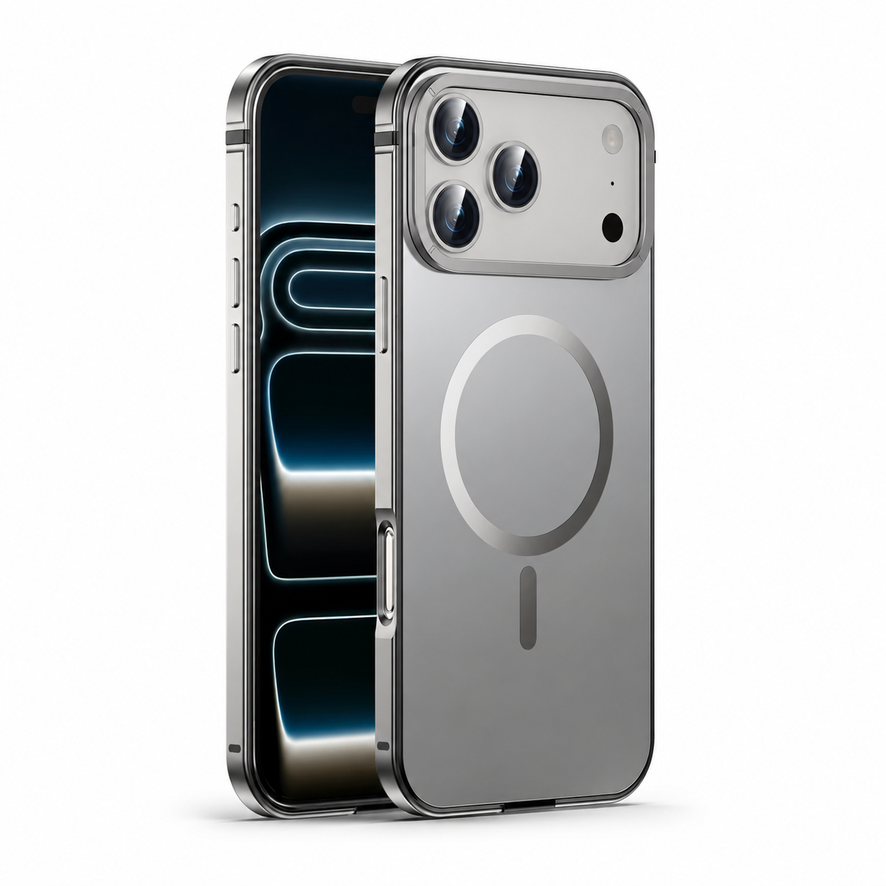 Premium iPhone Case MagSafe Compatible Orange Aluminum Alloy Cover Camera Lens Protection Shockproof Anti Scratch Finish Lightweight Secure Grip Full Coverage Design