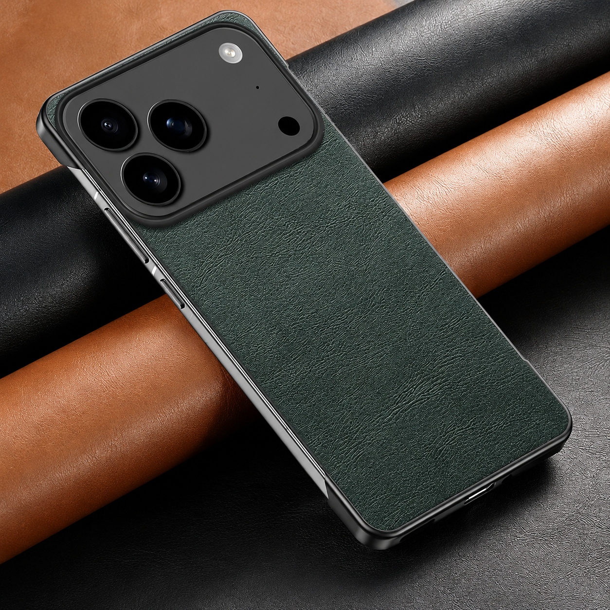 Premium iPhone Case MagSafe Compatible PU Leather Cover Camera Lens Protection Ultra Thin Frameless Shockproof Anti Fall Non Slip Matte Design