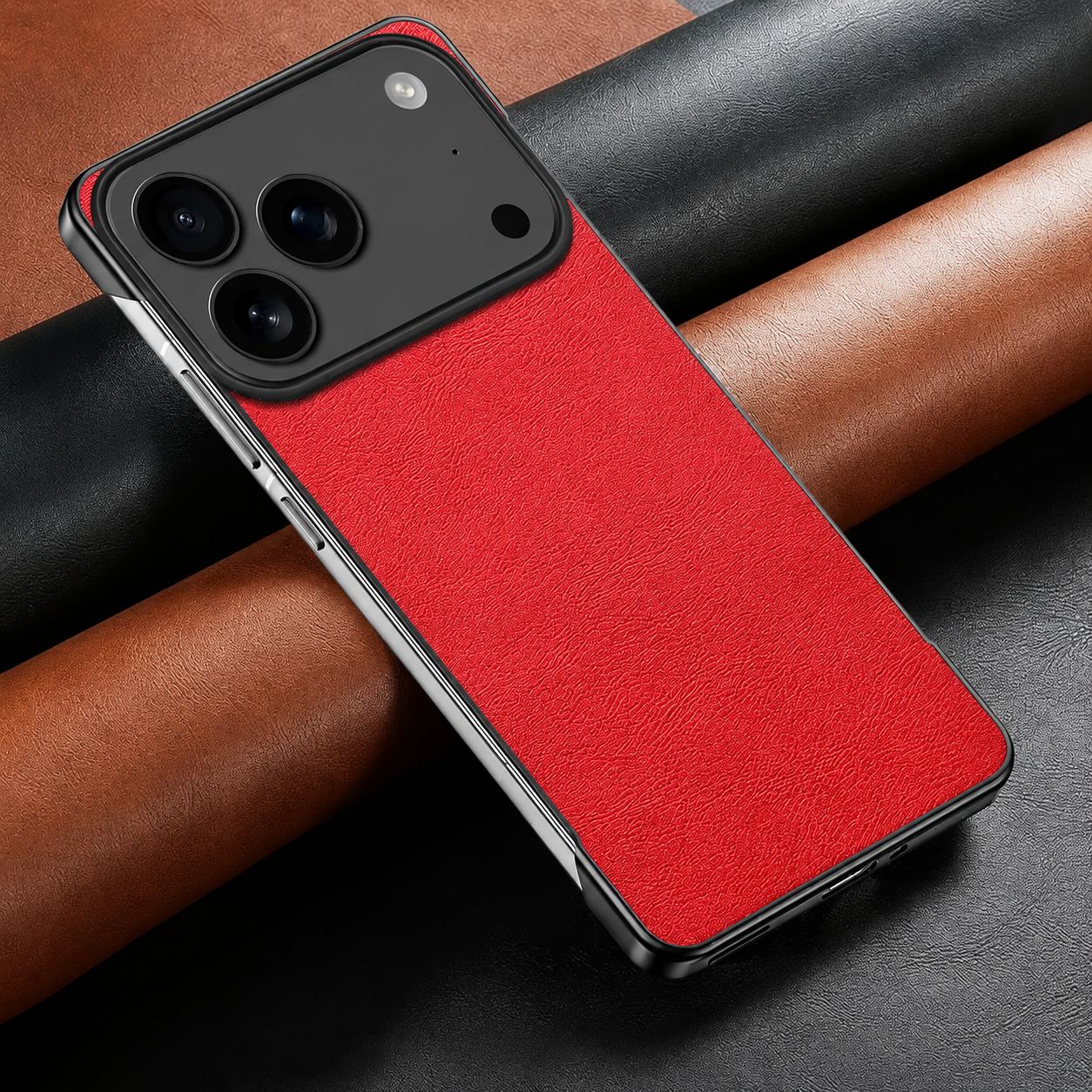 Premium iPhone Case MagSafe Compatible PU Leather Cover Camera Lens Protection Ultra Thin Frameless Shockproof Anti Fall Non Slip Matte Design