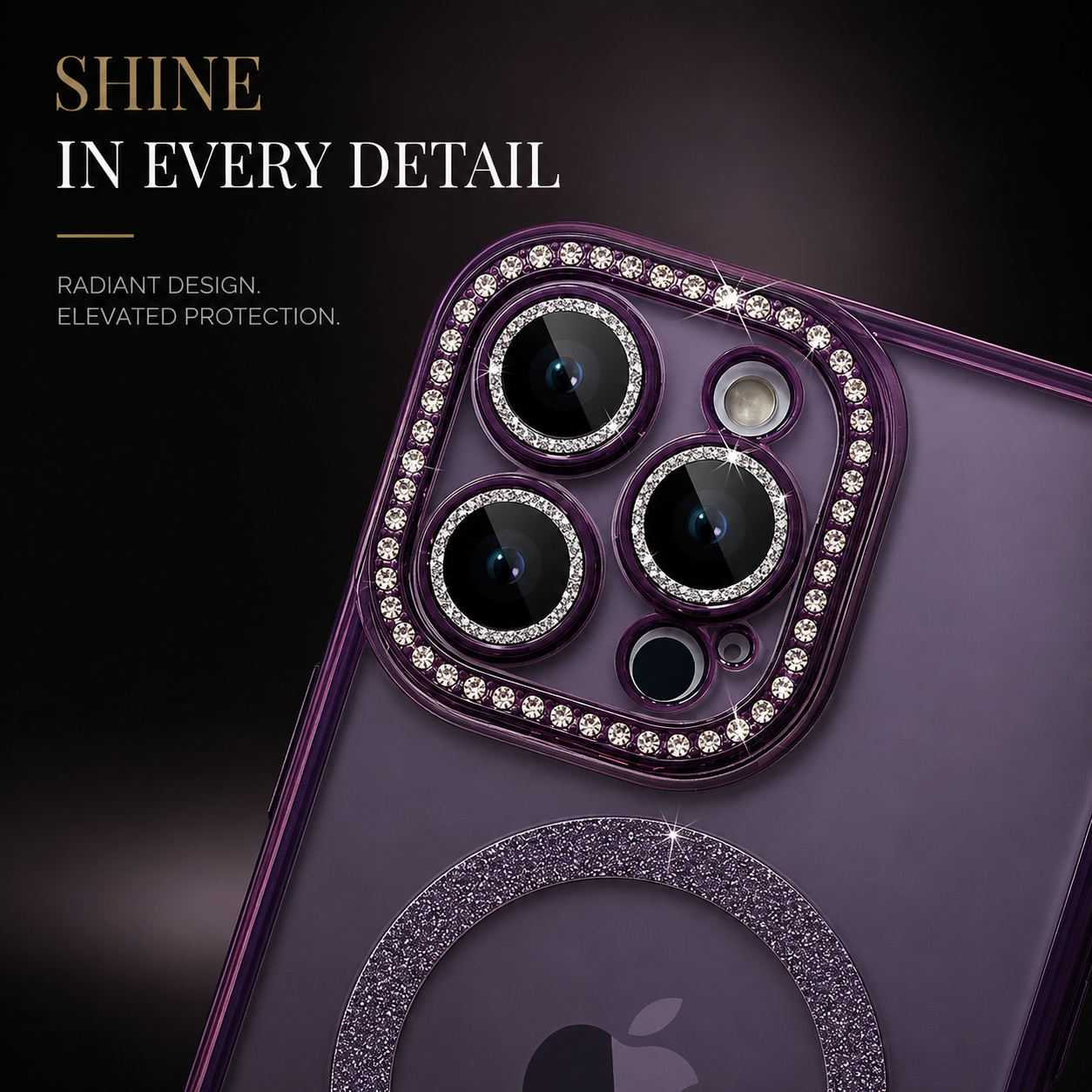 Premium iPhone Case MagSafe Compatible Pink Glitter Clear Protective Cover Camera Lens Protection Shockproof Diamond Texture Slim Lightweight Design