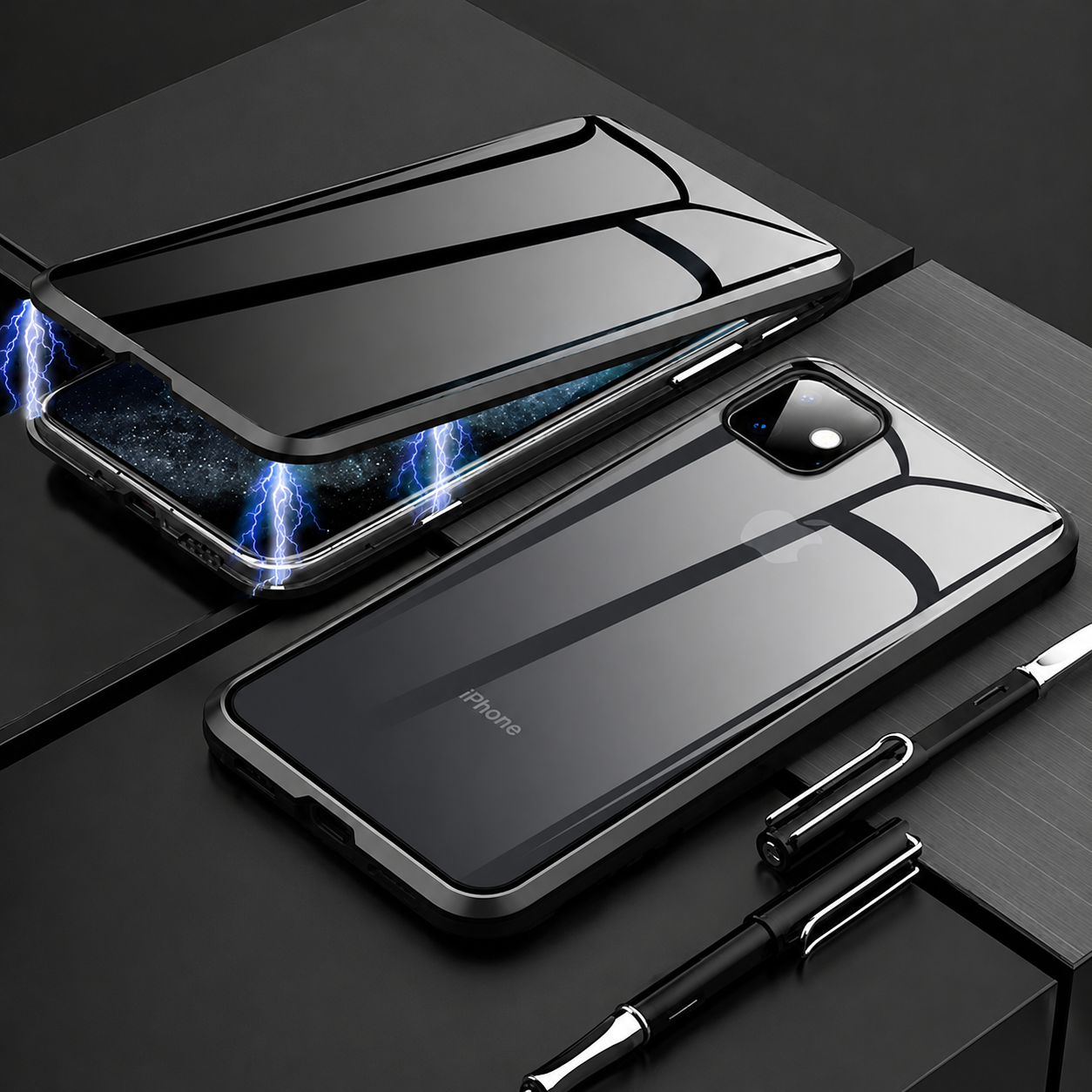 Premium iPhone Case MagSafe Compatible Privacy Screen Tempered Glass Protective Cover Camera Lens Protection Shockproof 360 Full Body Slim Design