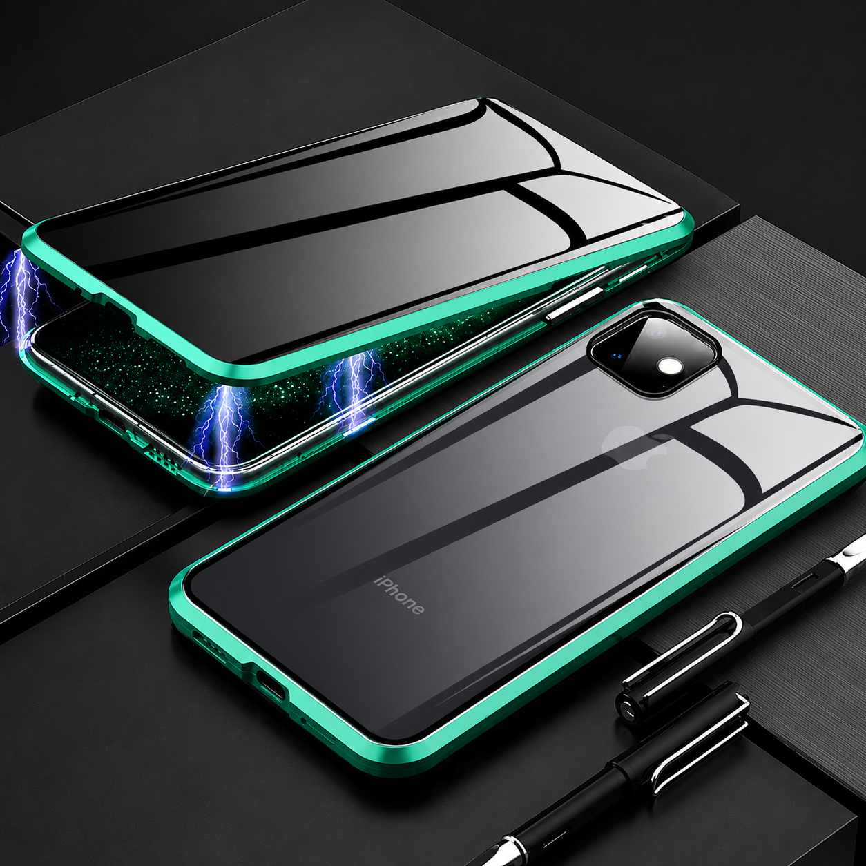 Premium iPhone Case MagSafe Compatible Privacy Screen Tempered Glass Protective Cover Camera Lens Protection Shockproof 360 Full Body Slim Design