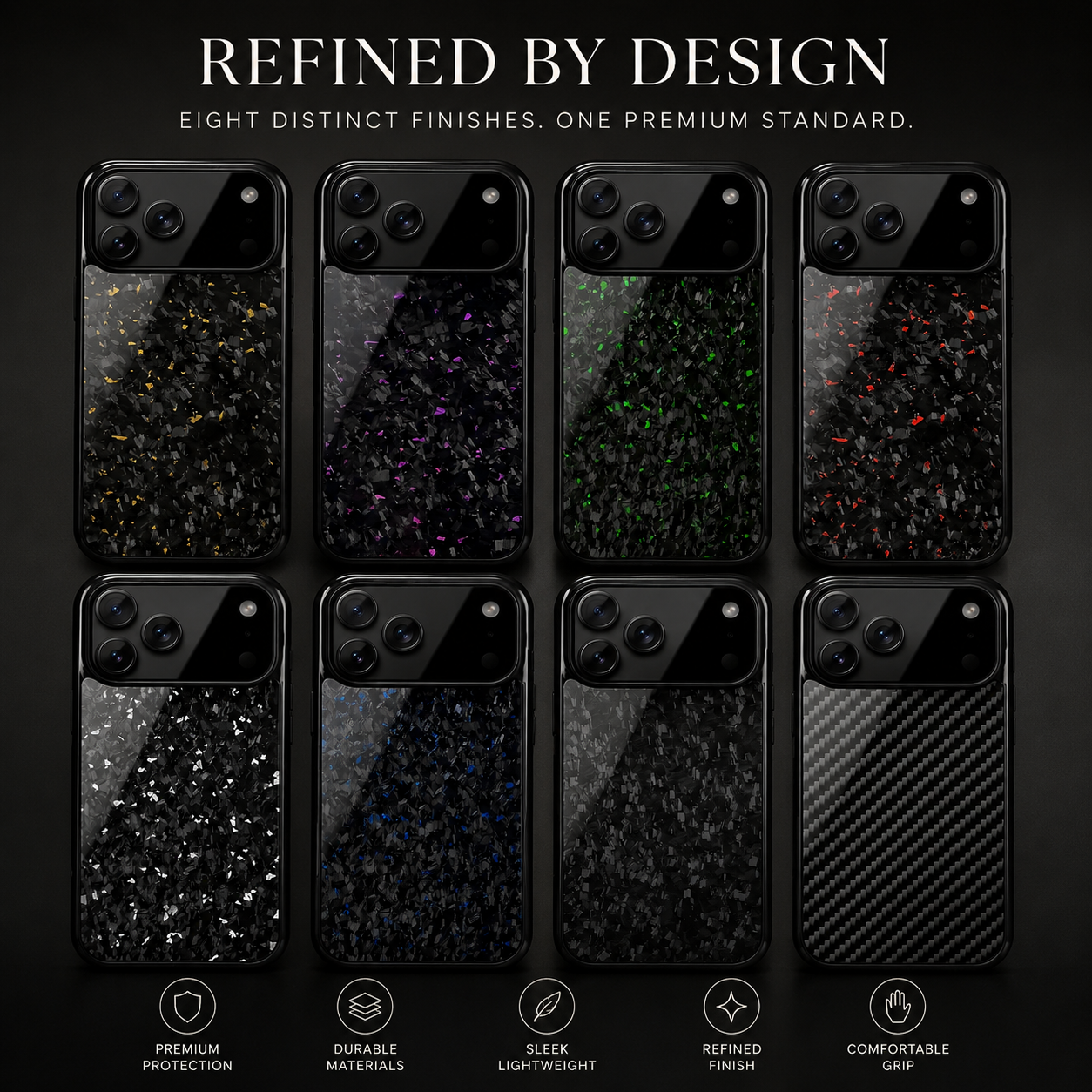 Premium iPhone Case MagSafe Compatible Real Forged Carbon Fiber Finish, TPU Hybrid Structure, Shock Resistant Non Slip Full Coverage Design