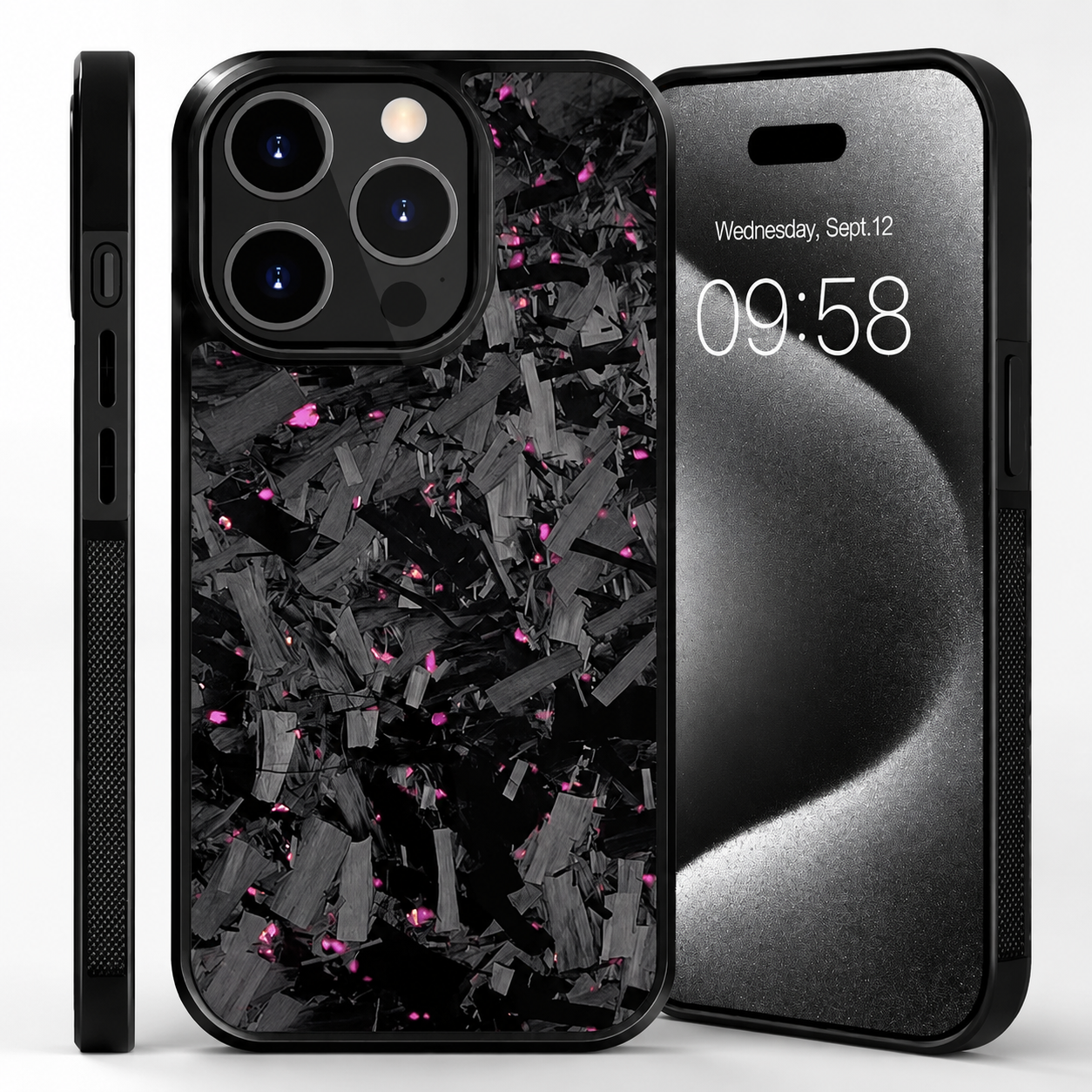Premium iPhone Case MagSafe Compatible Real Glossy Forged Carbon Fiber Cover Shockproof TPU Hybrid Full-Coverage Magnetic Non-Slip Design