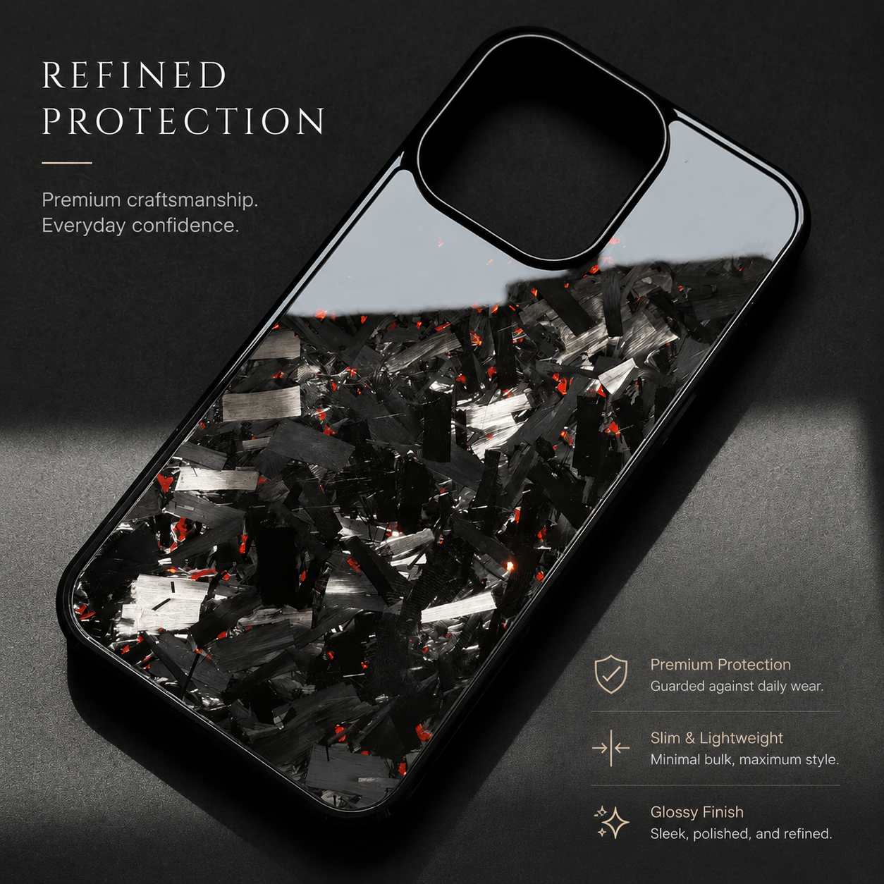 Premium iPhone Case MagSafe Compatible Real Glossy Forged Carbon Fiber Cover Shockproof TPU Hybrid Full-Coverage Magnetic Non-Slip Design