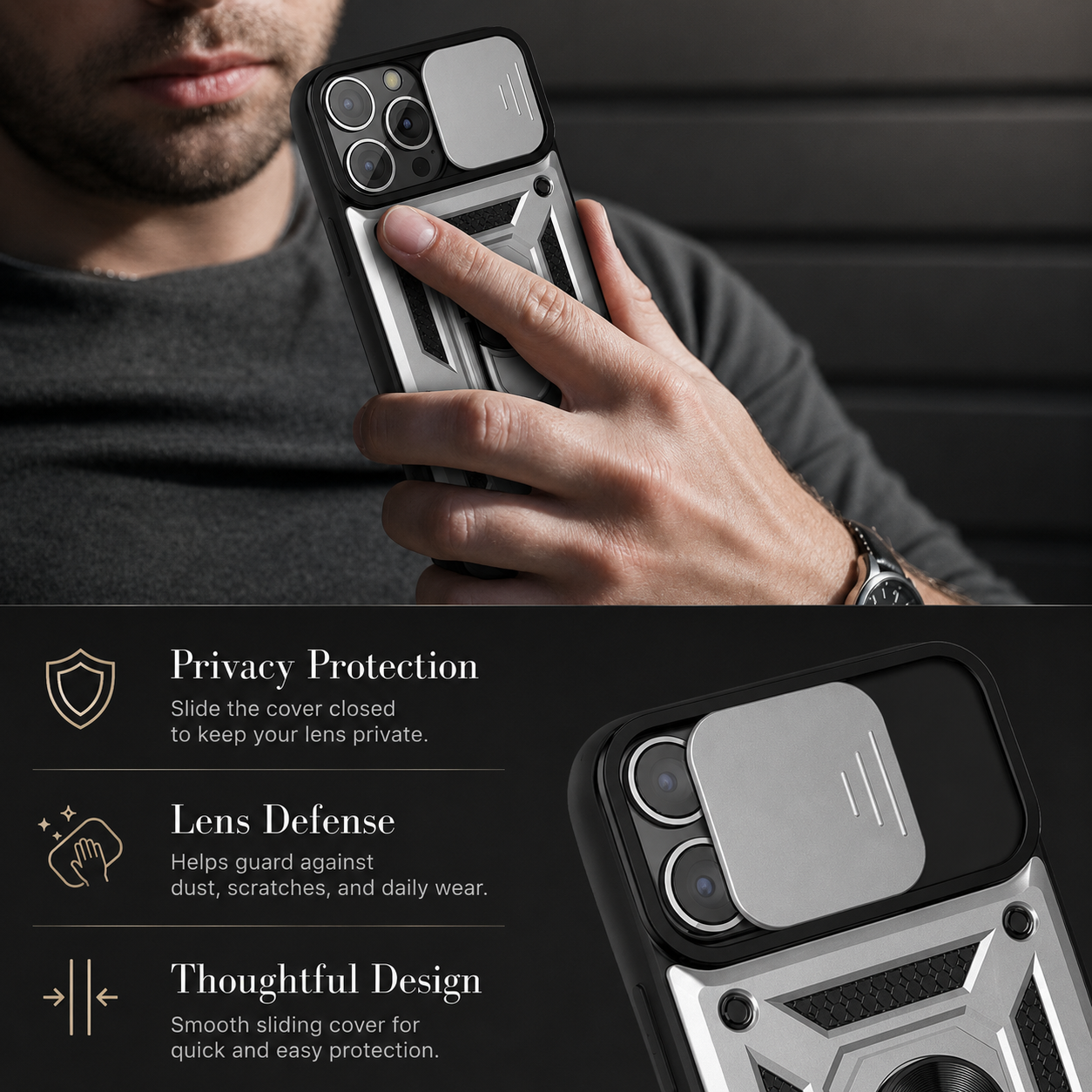 Premium iPhone Case MagSafe Compatible Rugged Armor Card Holder Kickstand Shockproof Protective Cover Camera Lens Protection Heavy Duty Design
