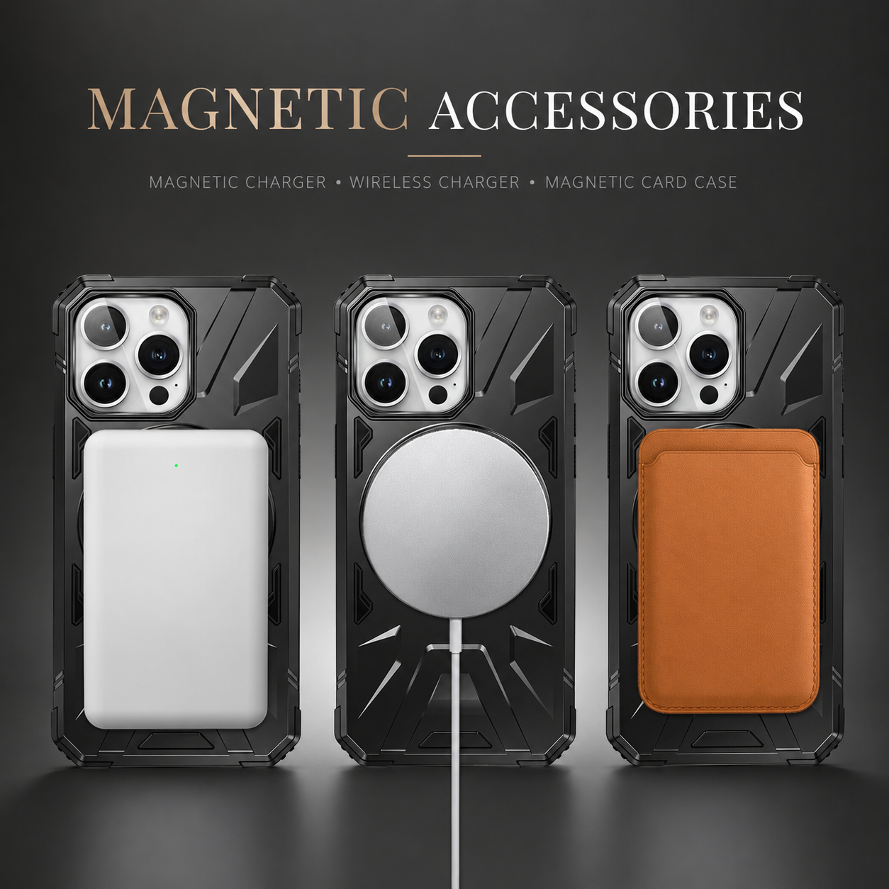 Premium iPhone Case MagSafe Compatible Rugged Armor Protective Cover 360 Rotating Ring Stand Camera Lens Protection Shockproof Hard PC Design