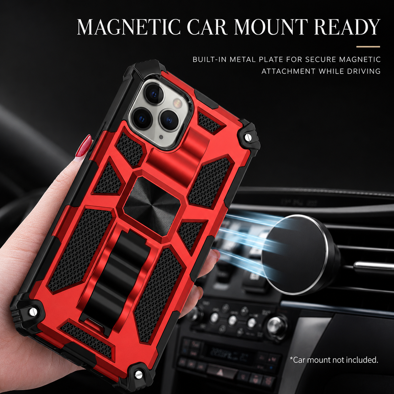 Premium iPhone Case MagSafe Compatible Rugged Armor Protective Cover Camera Lens Protection Shockproof Camouflage Kickstand Heavy Duty Design