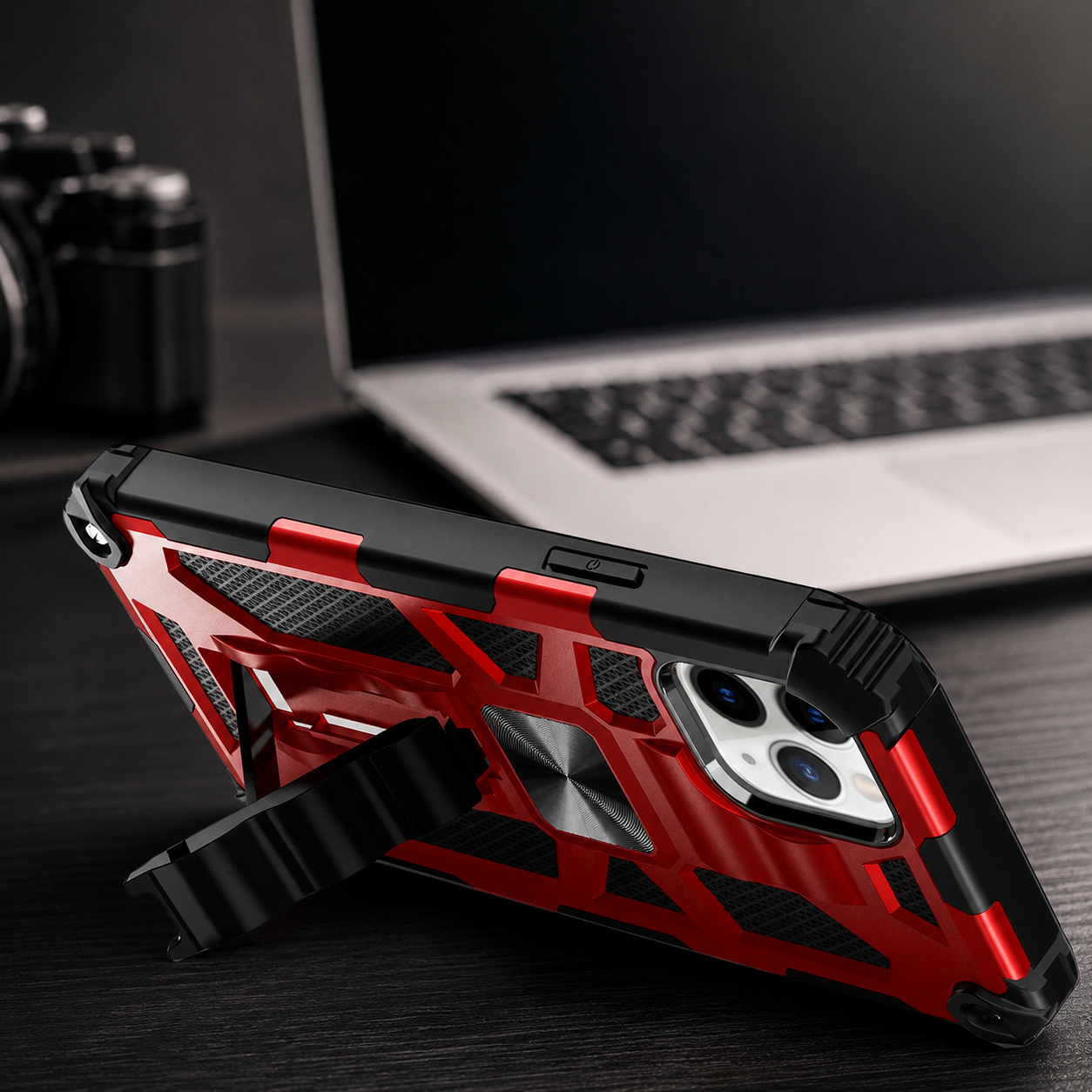 Premium iPhone Case MagSafe Compatible Rugged Armor Protective Cover Camera Lens Protection Shockproof Camouflage Kickstand Heavy Duty Design