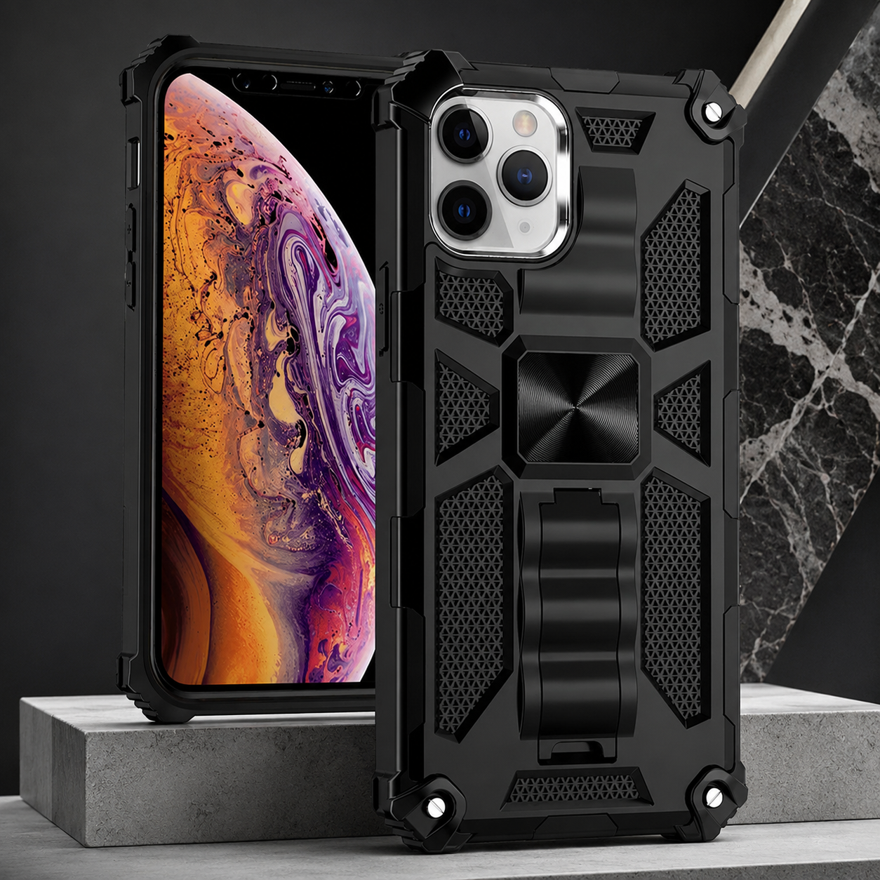 Premium iPhone Case MagSafe Compatible Rugged Armor Protective Cover Camera Lens Protection Shockproof Camouflage Kickstand Heavy Duty Design
