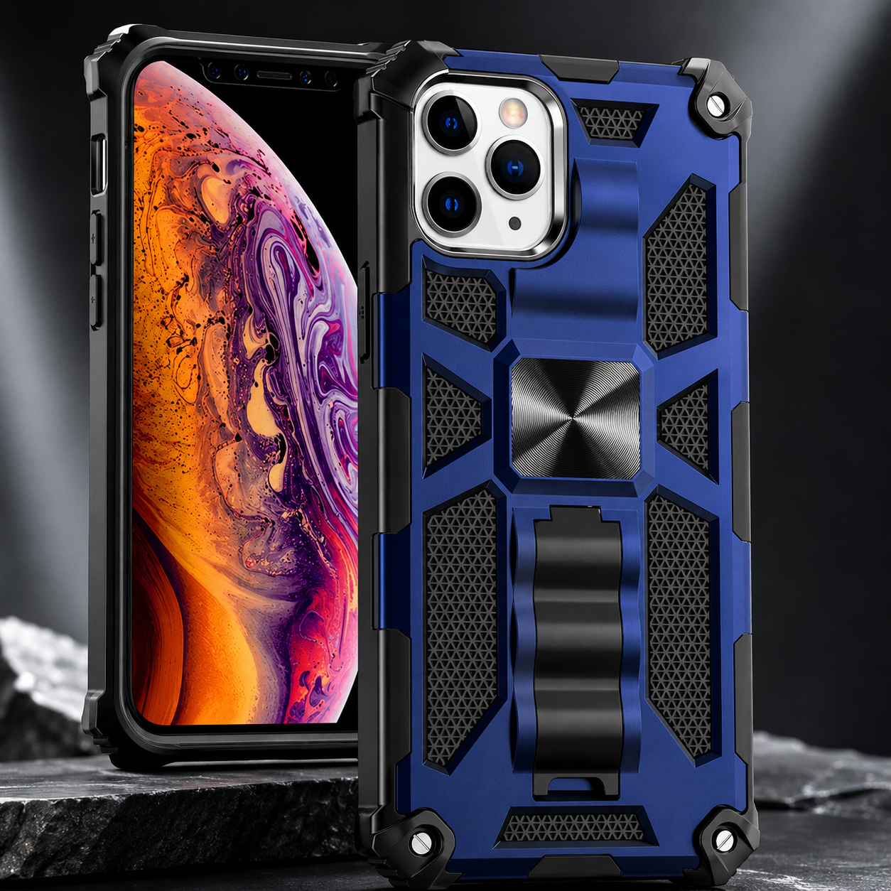 Premium iPhone Case MagSafe Compatible Rugged Armor Protective Cover Camera Lens Protection Shockproof Camouflage Kickstand Heavy Duty Design